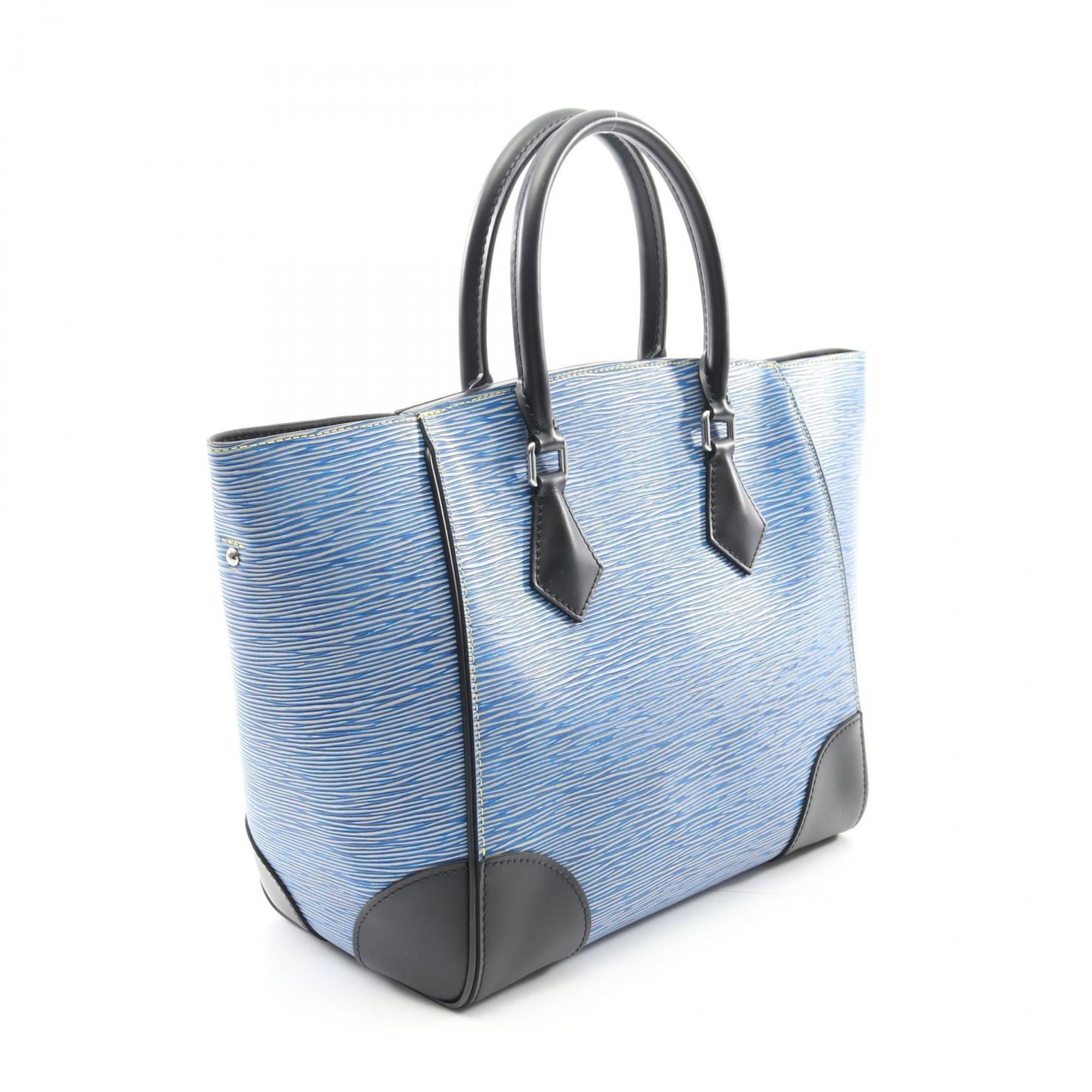 Louis Vuitton Black Blue Leather Tote Bag