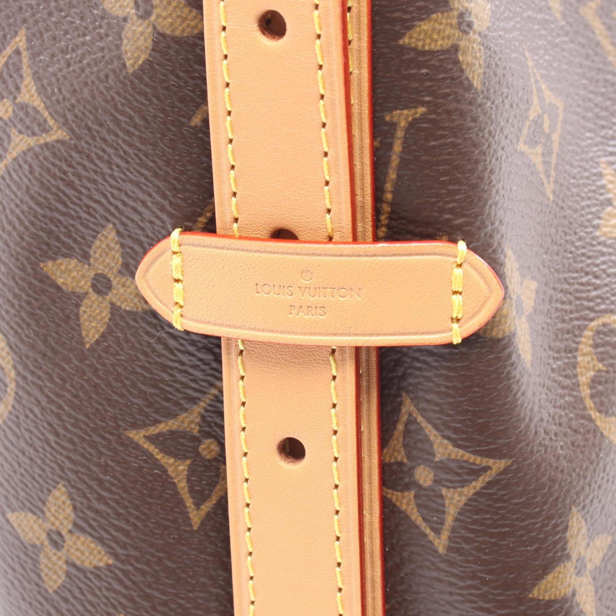 Louis Vuitton Brown Coated Canvas Leather Monogram Handbag Pouch Shoulder Bag