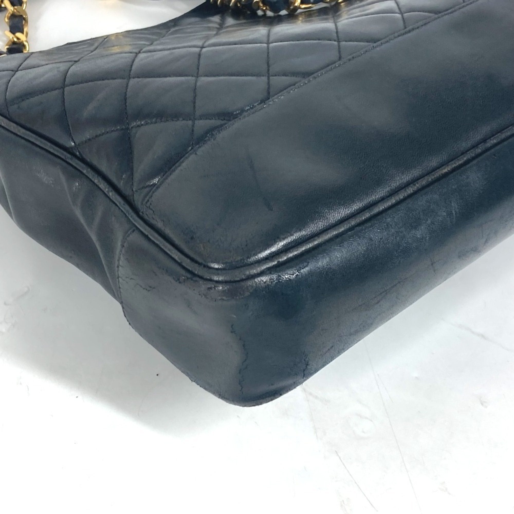 Chanel Black Gold Leather Shoulder Bag Tote Bag
