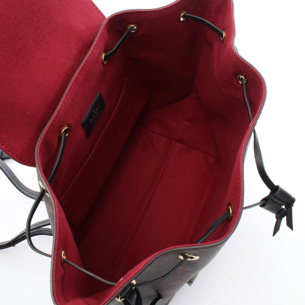 Louis Vuitton Black Brown Coated Canvas Leather Backpack Handbag