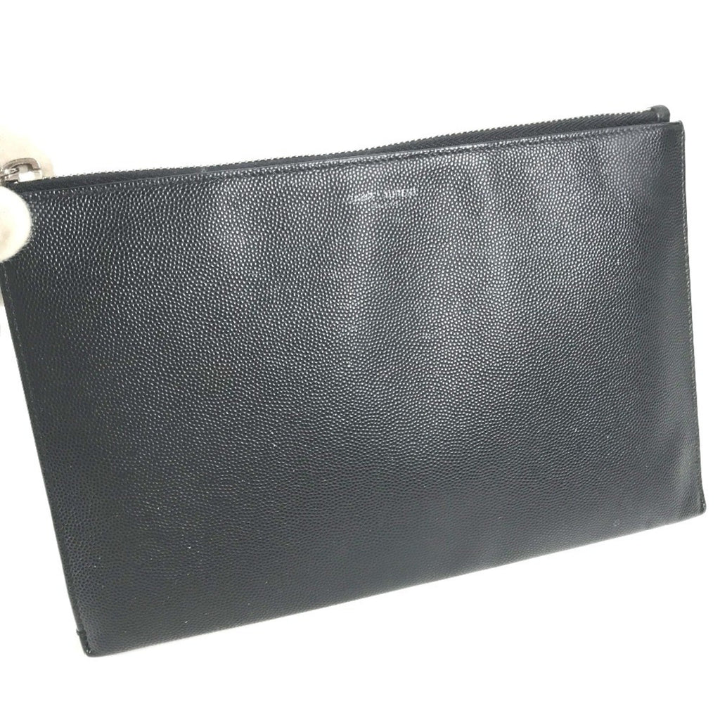 Saint Laurent Black Leather Clutch Bag Pouch (Pre-Owned)