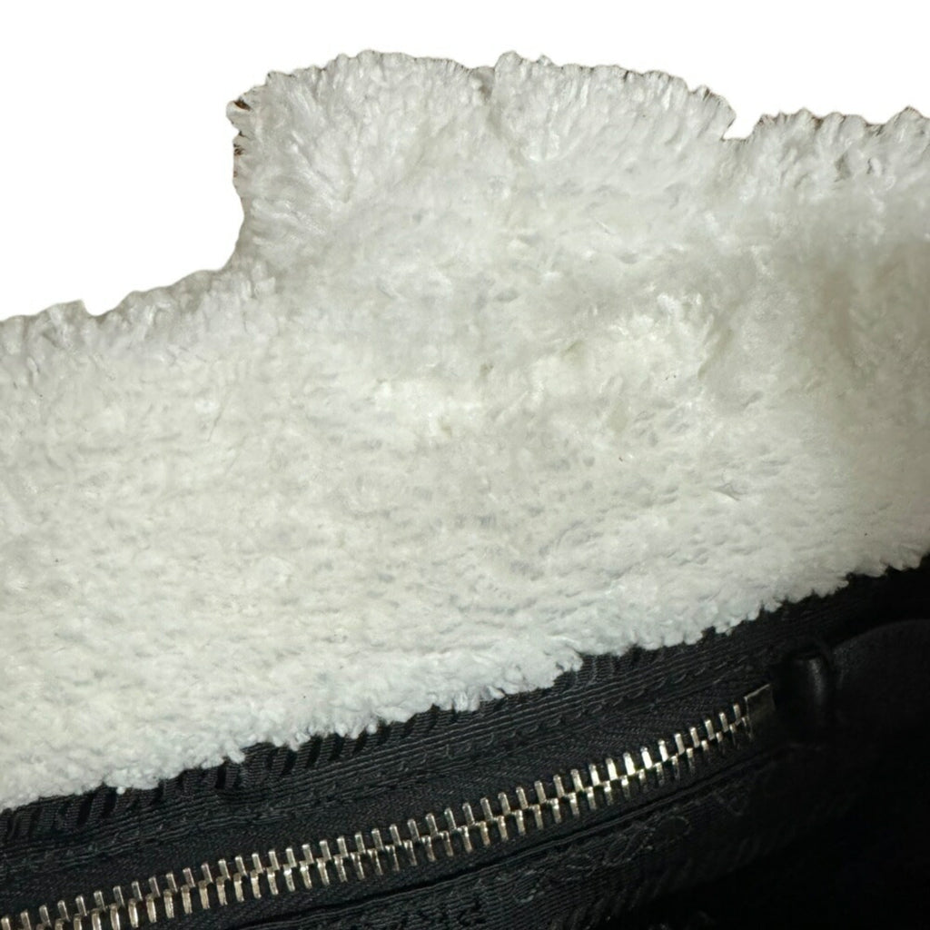 Prada White Pile Fabric Tote Bag