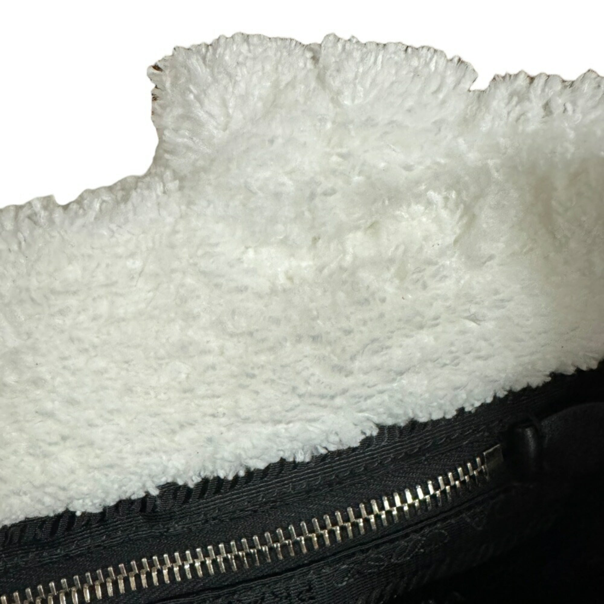 Prada White Pile Fabric Tote Bag