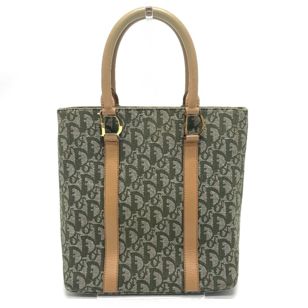 Christian Dior Green Canvas Leather Handbag Tote Bag (Pre-Owned)