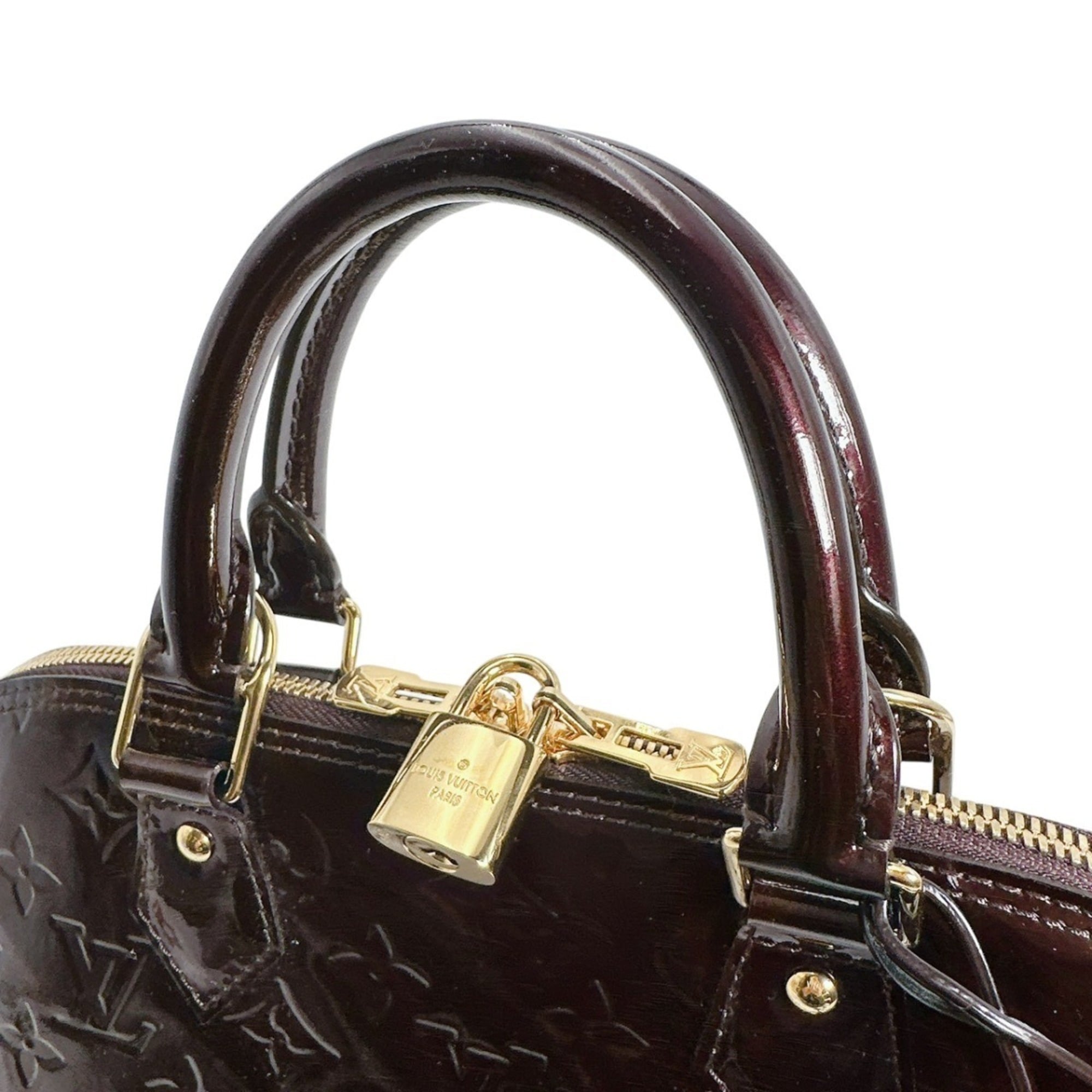 Louis Vuitton Red Color Wine Monogram Vernis Handbag