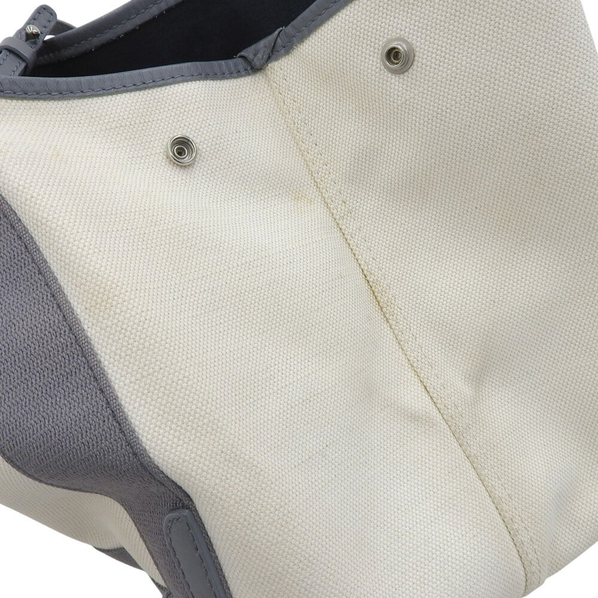 Balenciaga Gray White Canvas Leather Pouch Tote