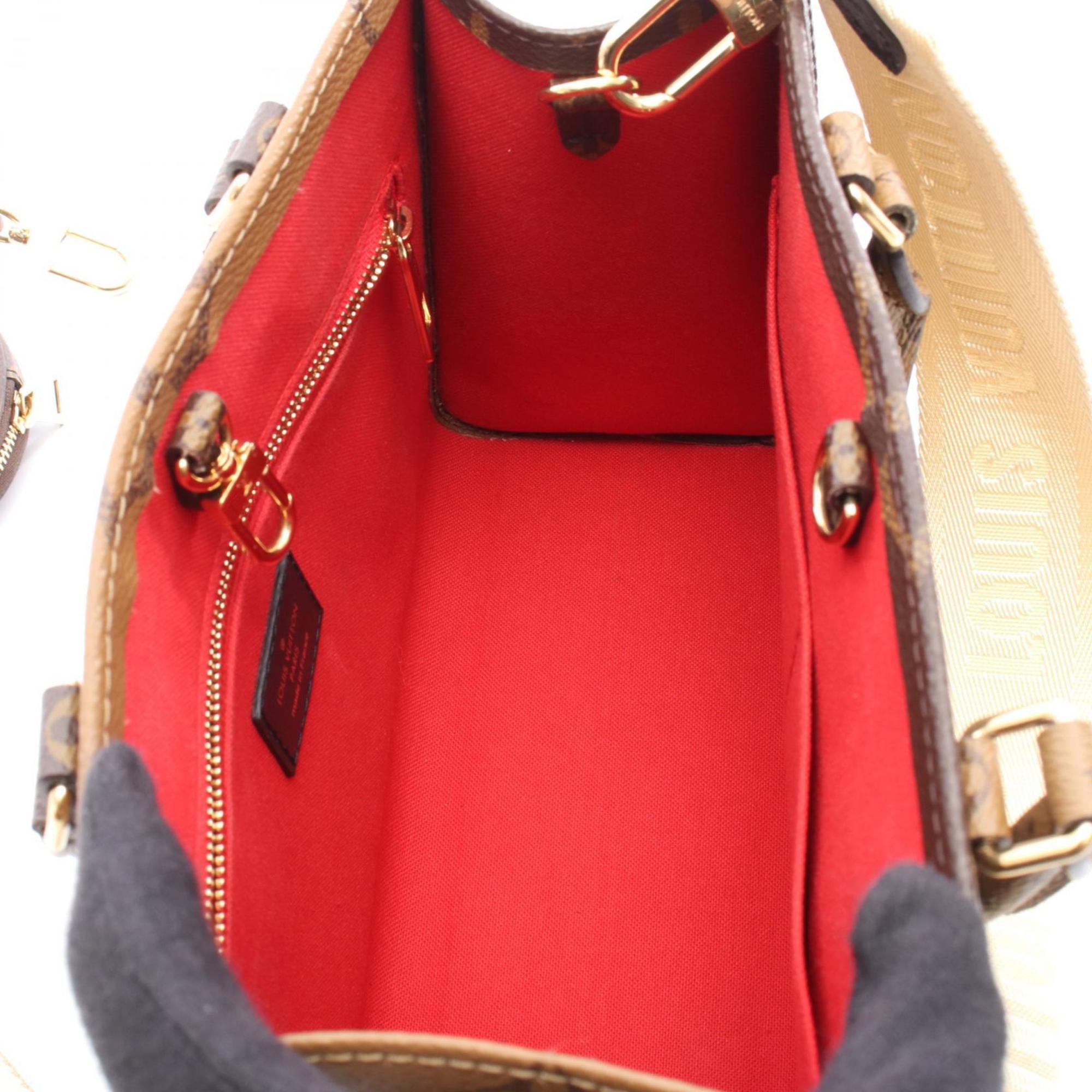 Louis Vuitton Beige Brown Monogram Reverse Coated Canvas Handbag Pouch