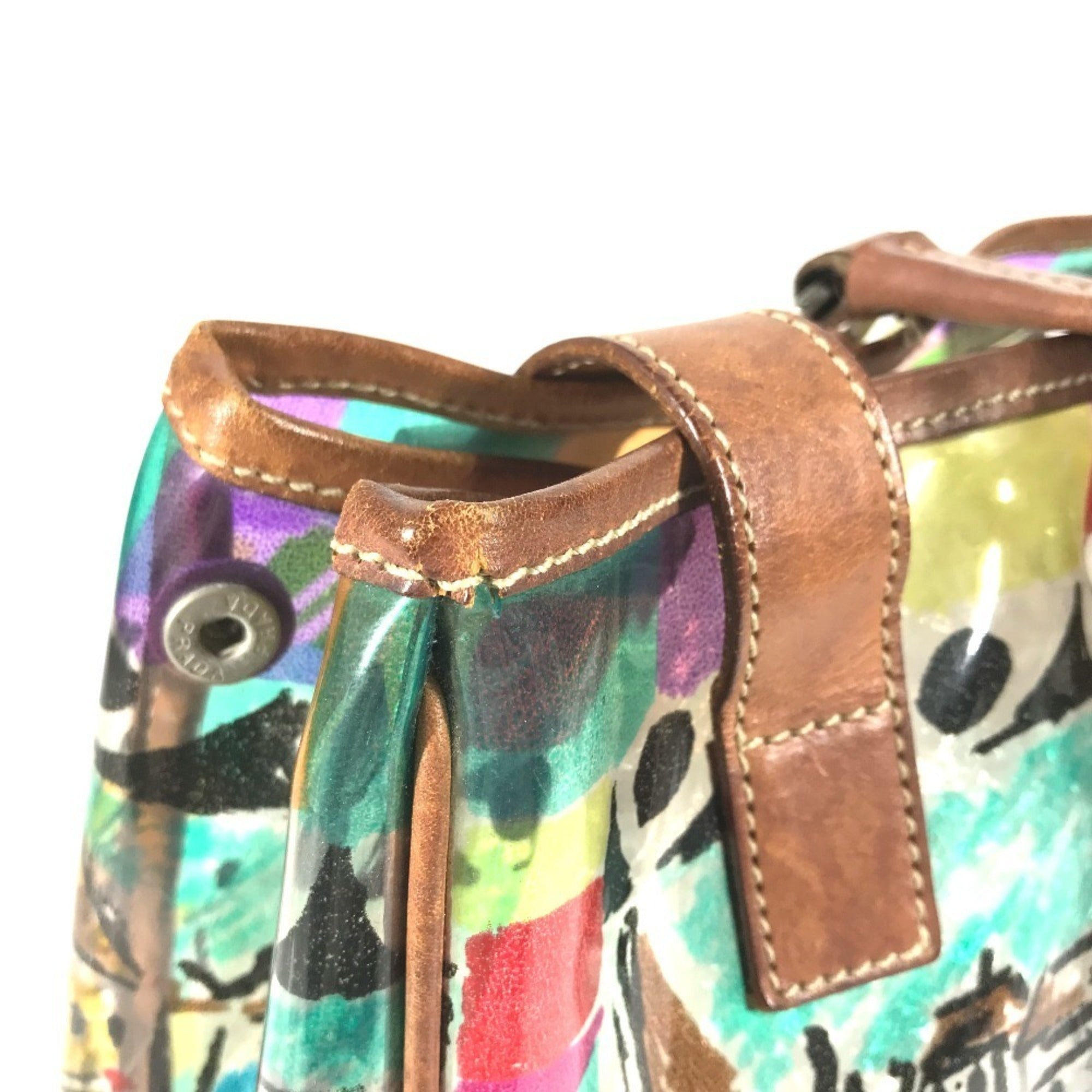 Prada Multi-Color Vinyl Shoulder Bag Tote Bag