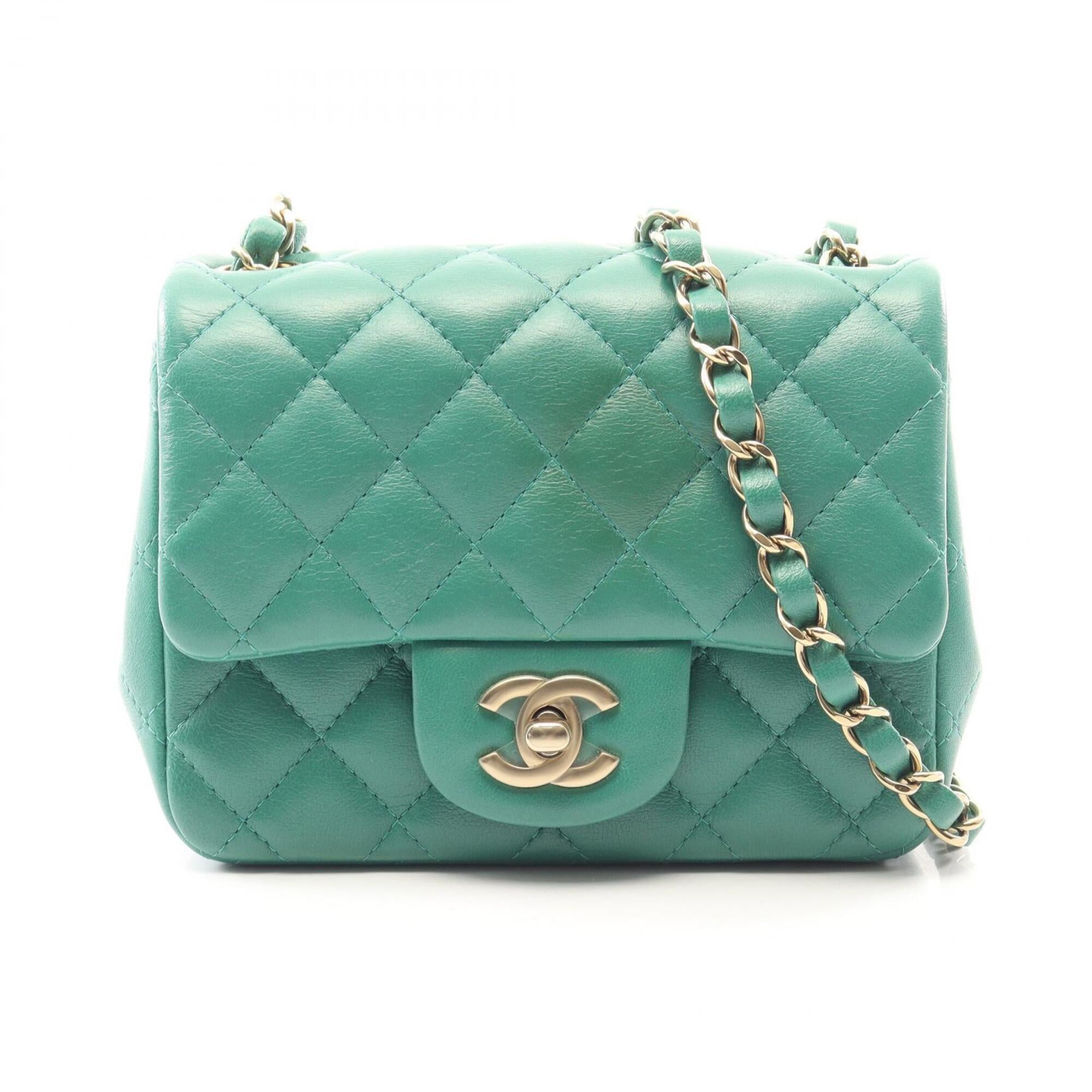 Chanel Green Leather Handbag Shoulder Bag