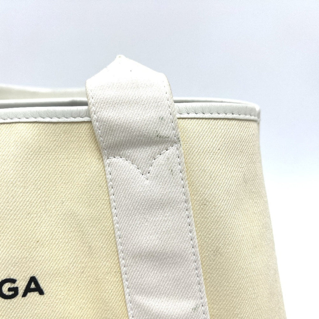 Balenciaga White Canvas Leather Handbag Tote