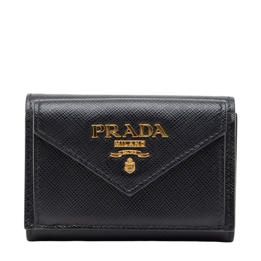 Prada Black Leather Wallet (Tri-Fold)