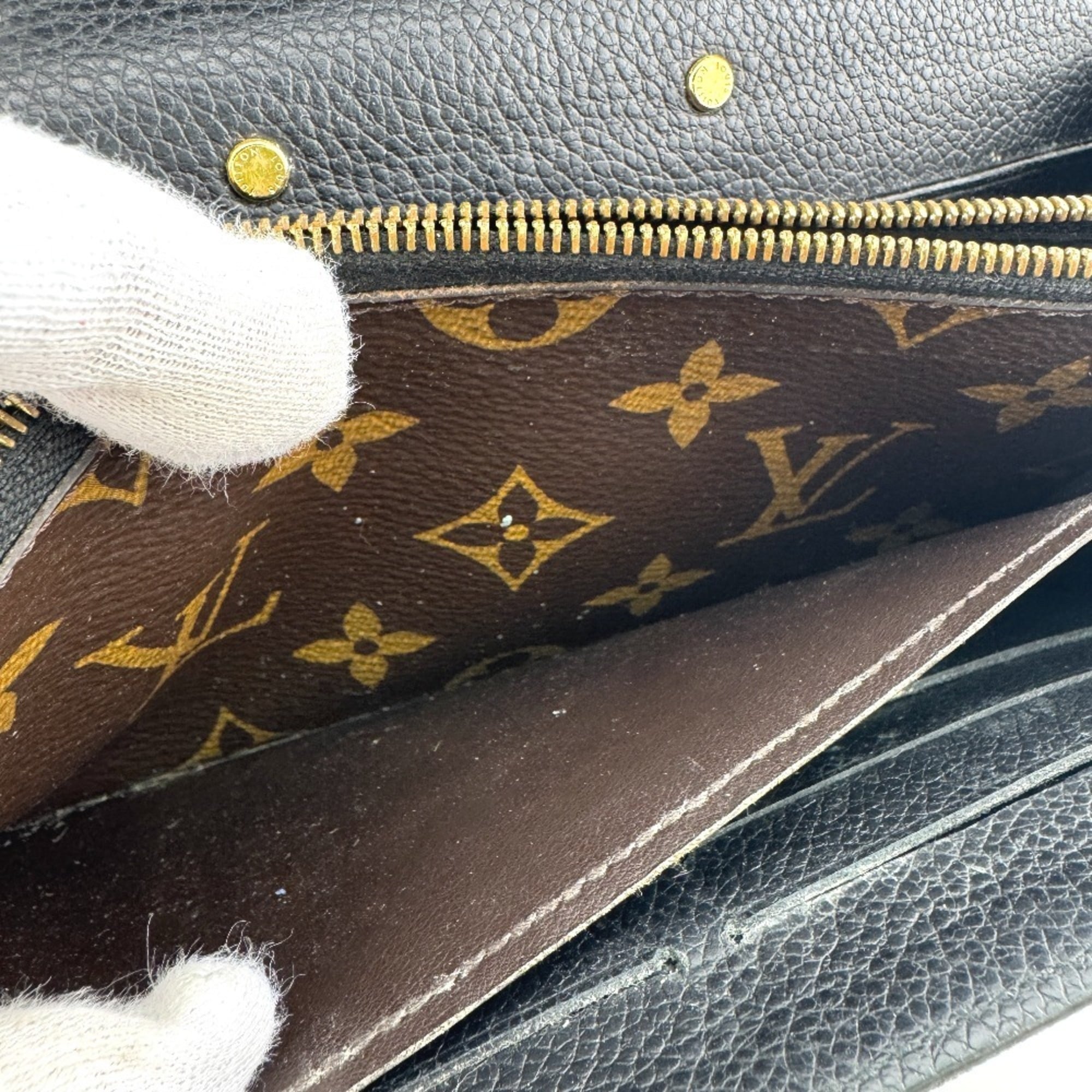 Louis Vuitton Black Brown Monogram Monogram Leather Long Wallet