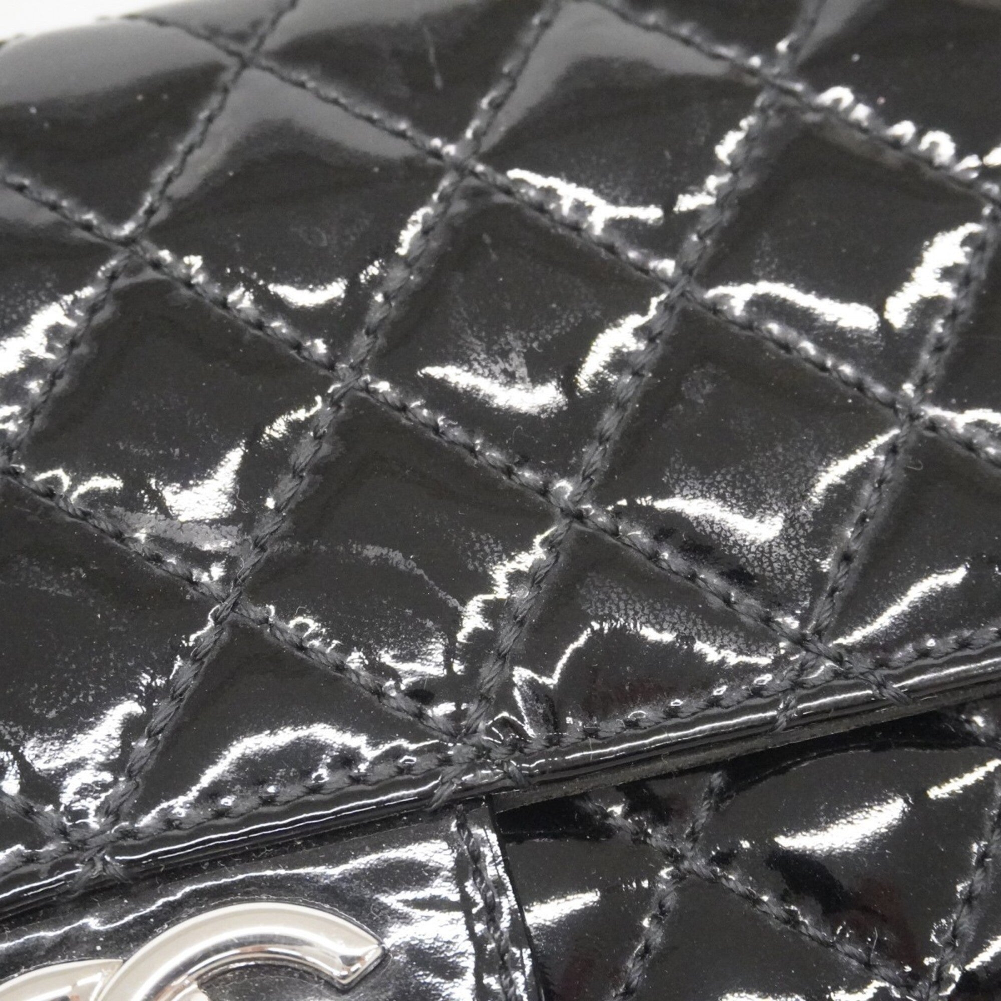 Chanel Black Patent Leather Chain/Shoulder Wallet