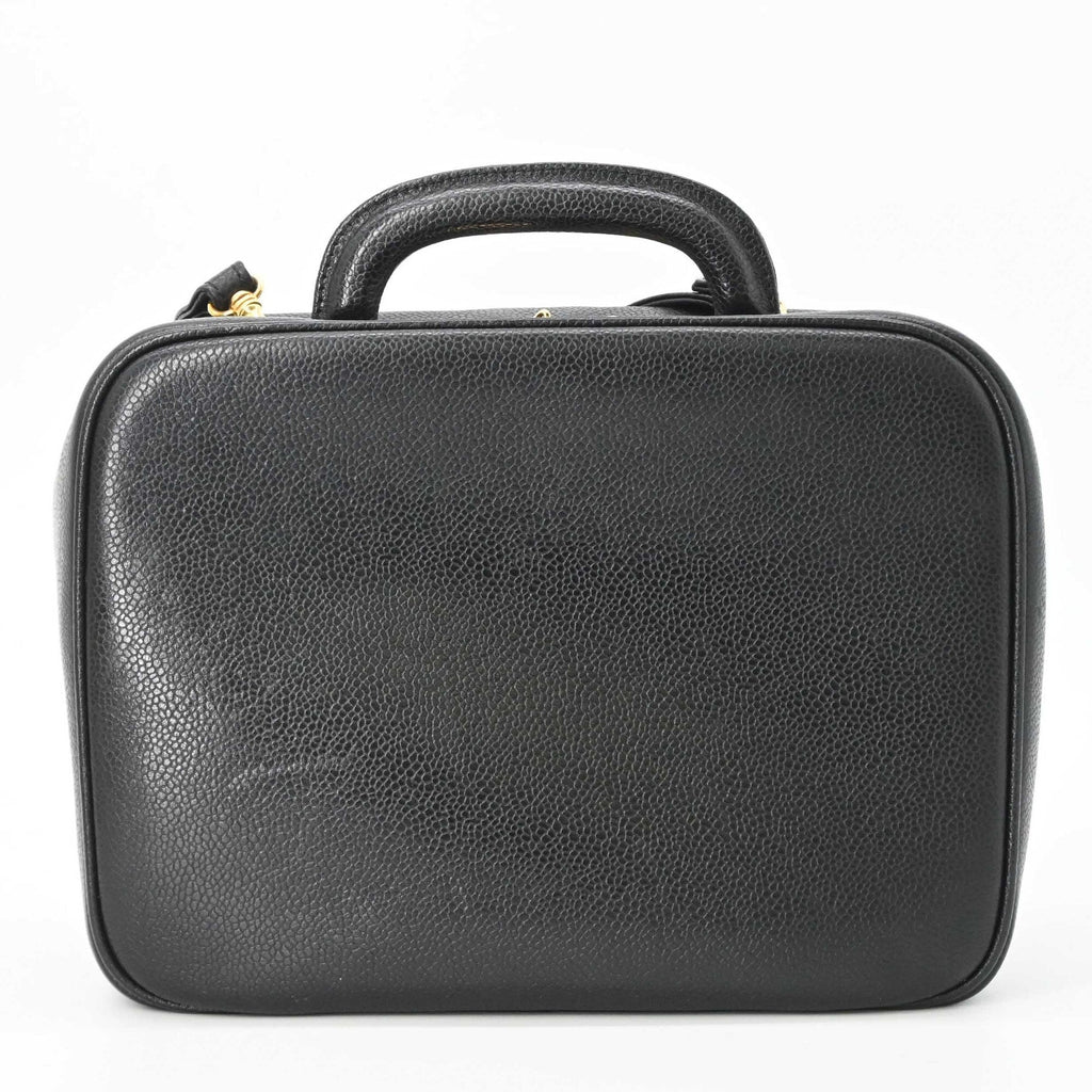 Chanel Black Leather Handbag Vanity Bag