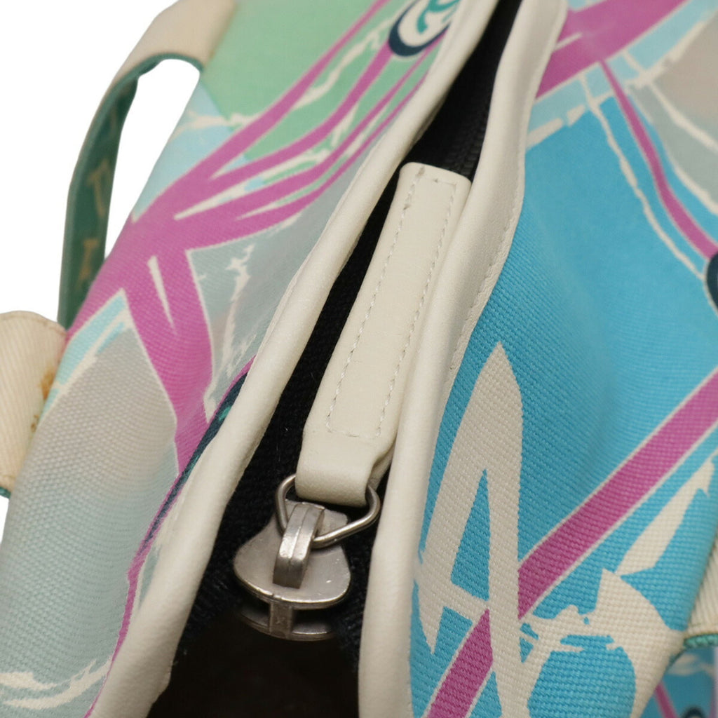 Chanel Blue Blue Green Multi-Color Canvas Shoulder Bag Tote Bag
