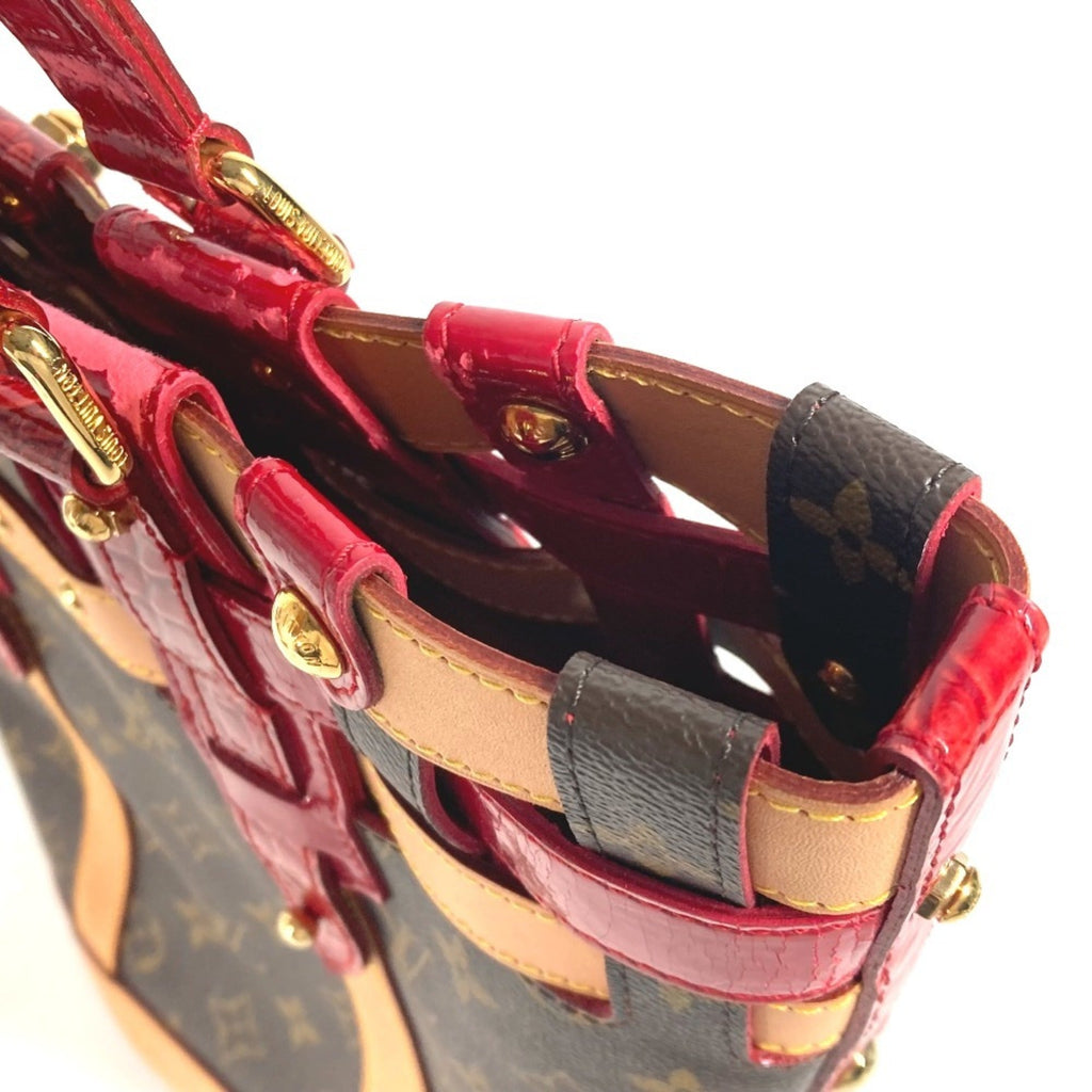 Louis Vuitton Brown Red Color Monogram Patent Leather Shoulder Bag Tote Bag