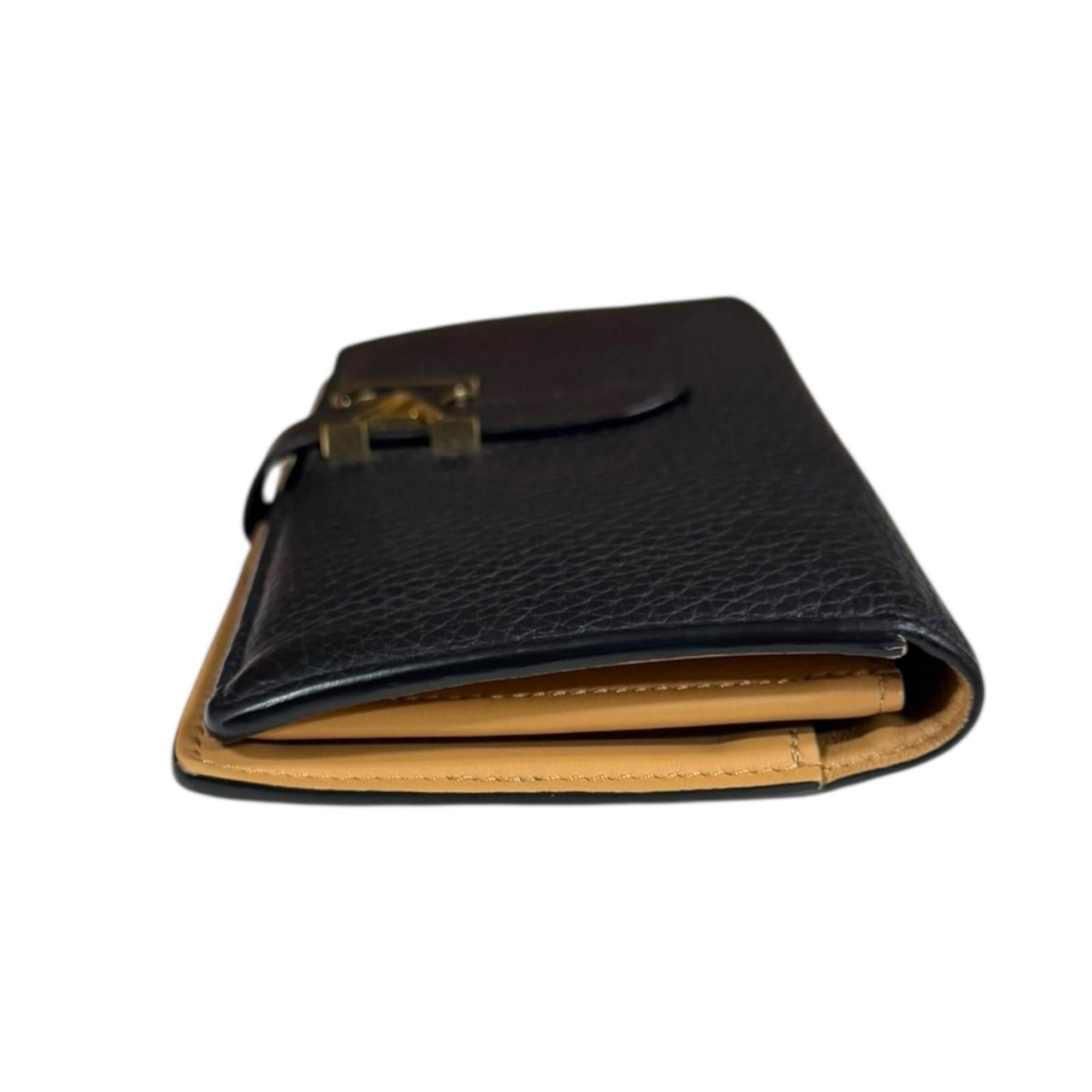 Louis Vuitton Black Noir Leather Long Wallet (Tri-Fold)