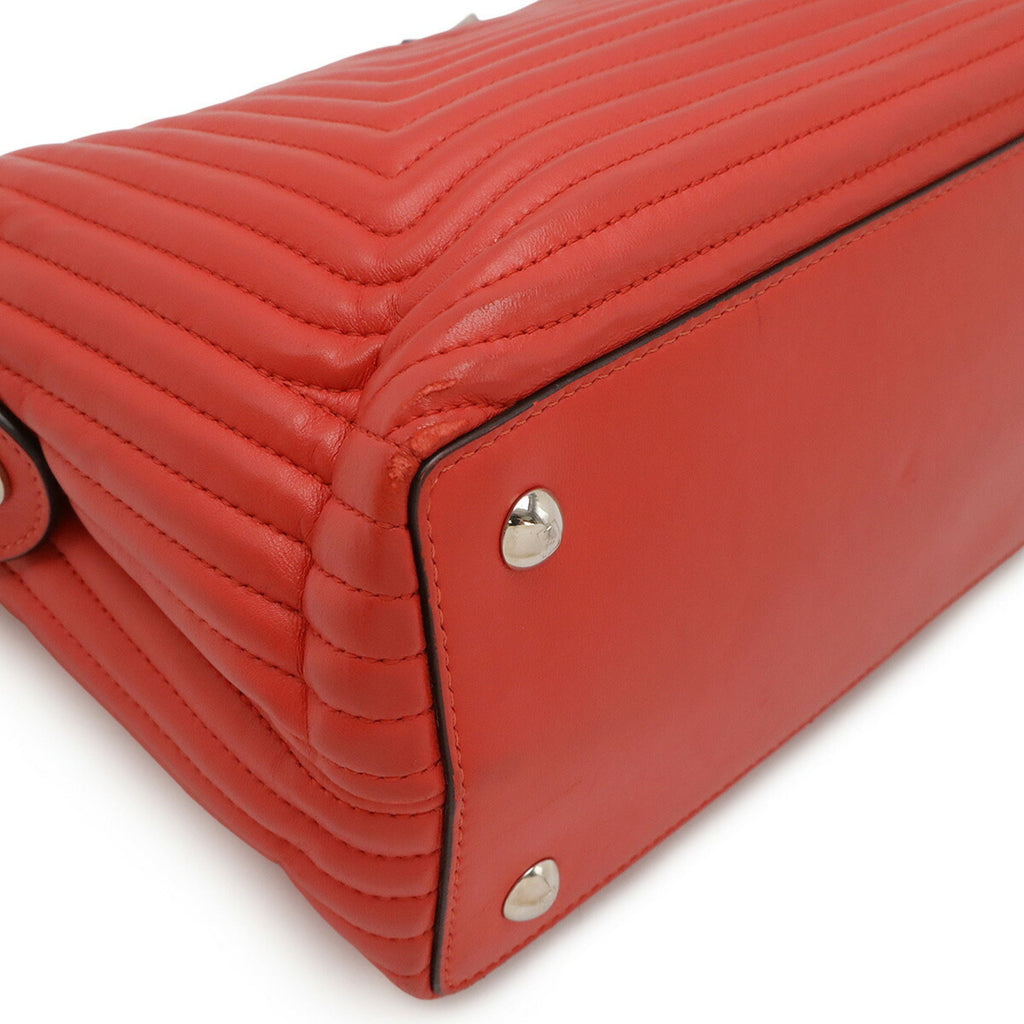 Fendi Dotcom Red Color Leather Pouch Shoulder Bag