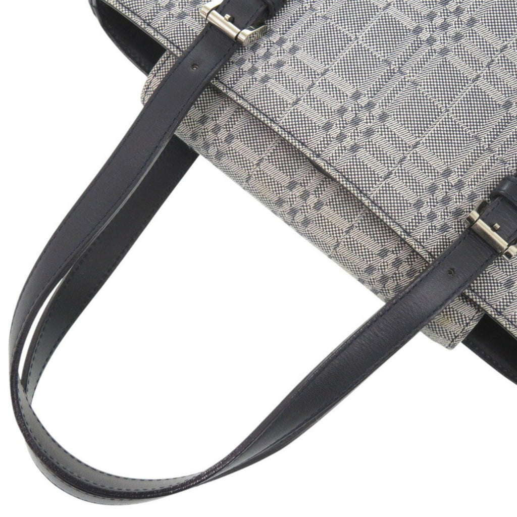 Burberry Gray Canvas Leather Handbag