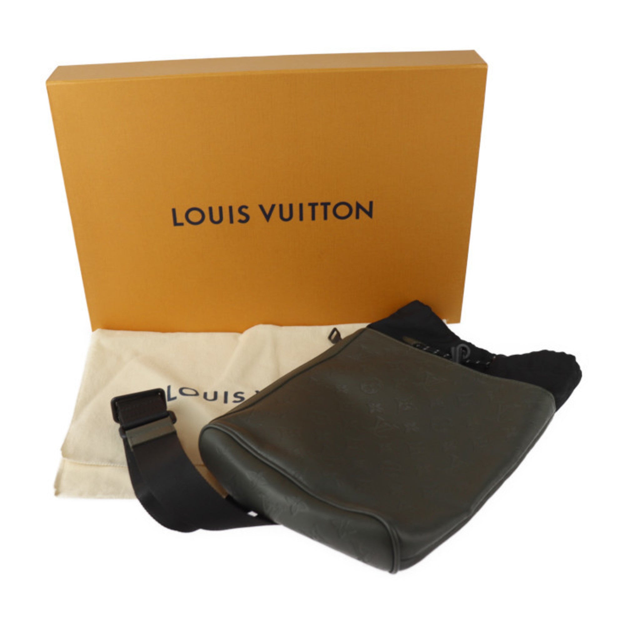 Louis Vuitton Black Khaki Leather Shoulder Bag