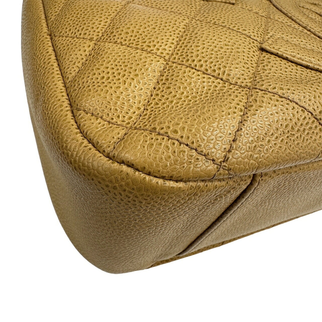 Chanel Beige Grained Calfskin Shoulder Bag