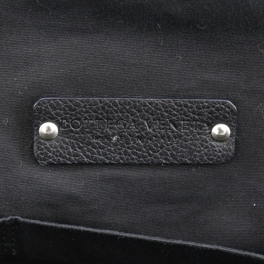 Bottega Veneta Black Gray Canvas Leather Tote Bag