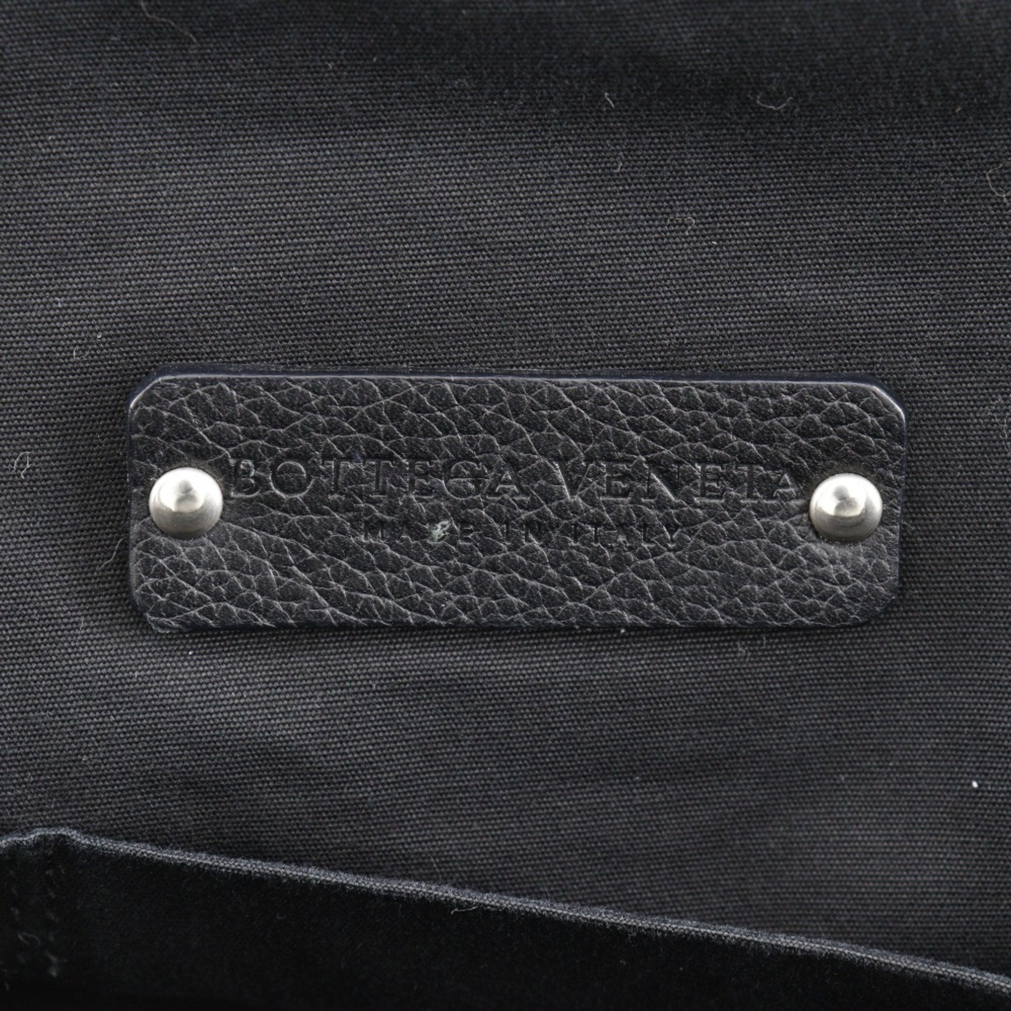 Bottega Veneta Black Gray Canvas Leather Tote Bag