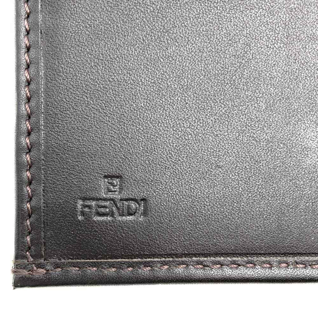 Fendi Zucchino Brown Canvas Long Wallet (Bi-Fold)