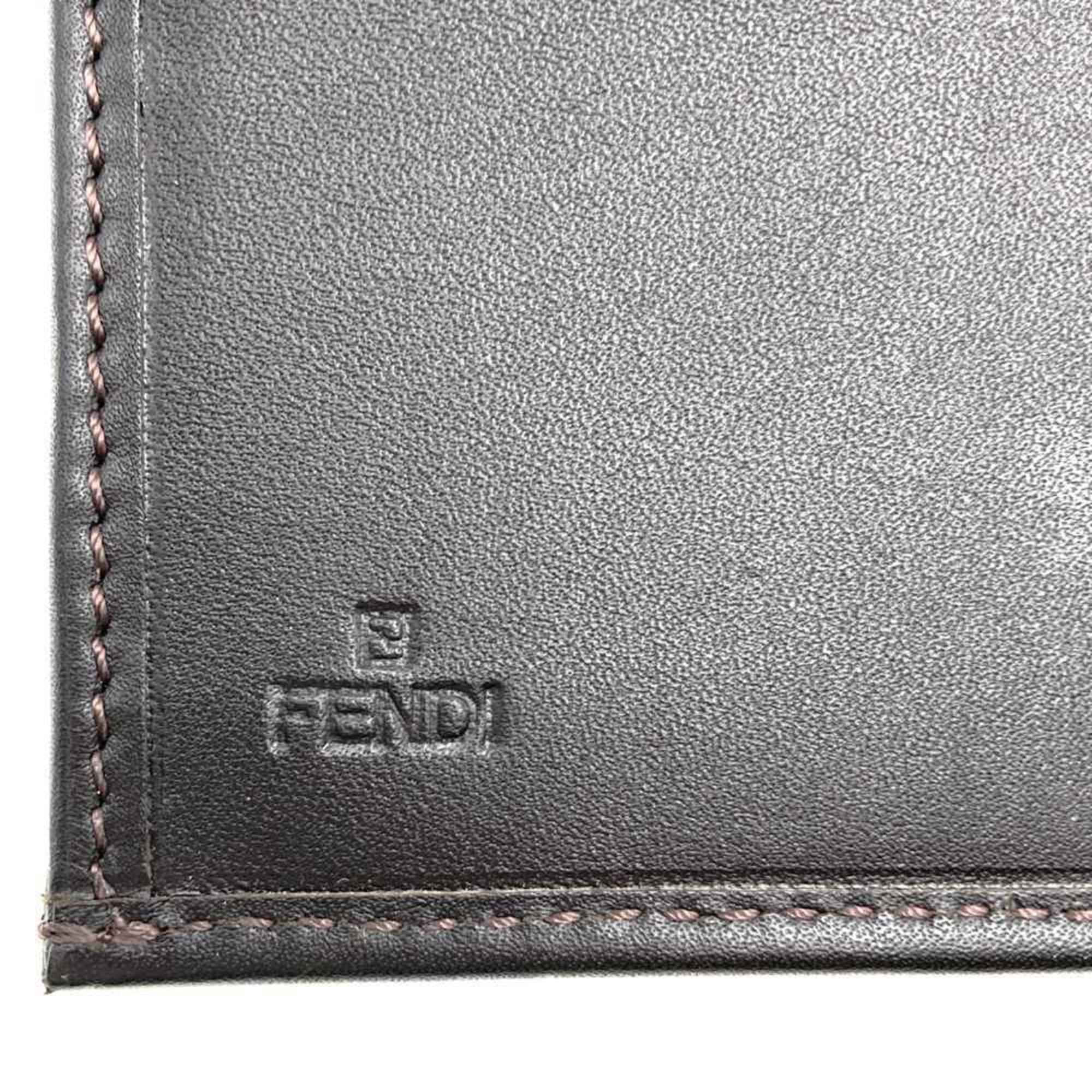 Fendi Zucchino Brown Canvas Long Wallet (Bi-Fold)