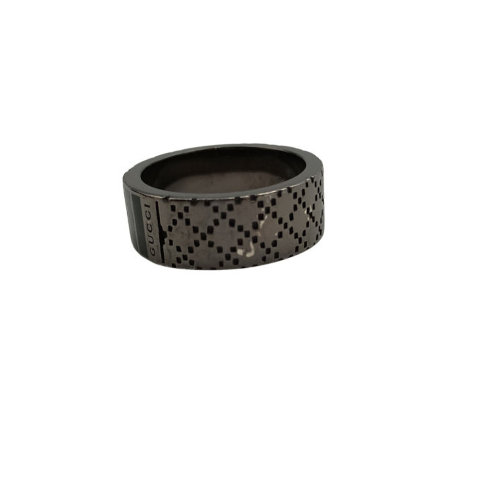 Gucci Silver Black Silver 925 Band Ring (Pre-Owned)