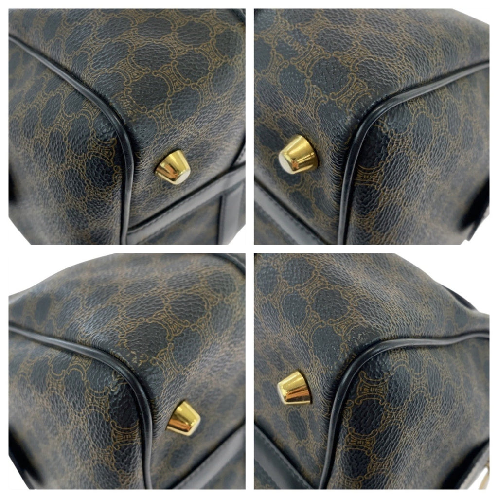 Celine Black Brown Pvc Boston Bag Handbag