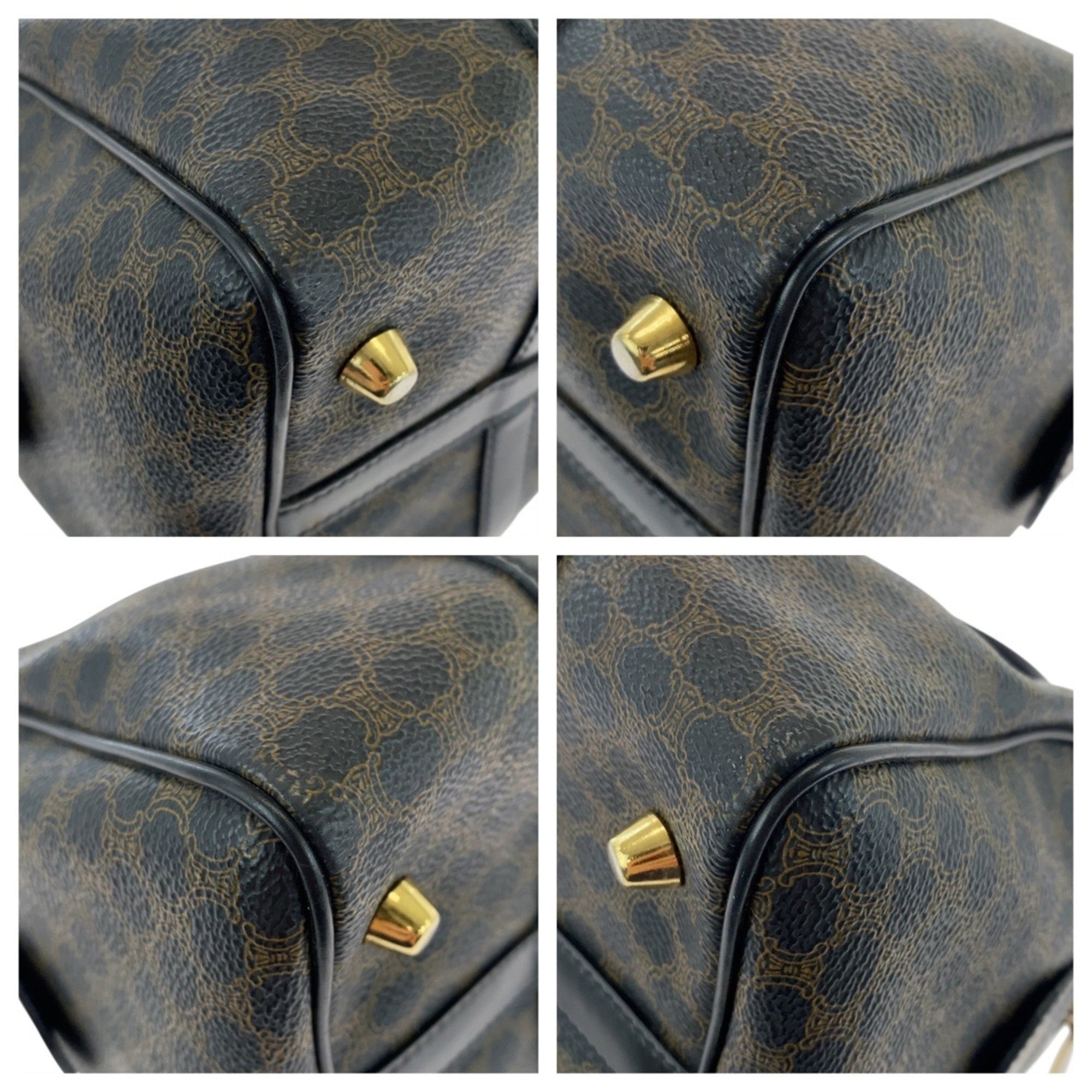Celine Black Brown Pvc Boston Bag Handbag