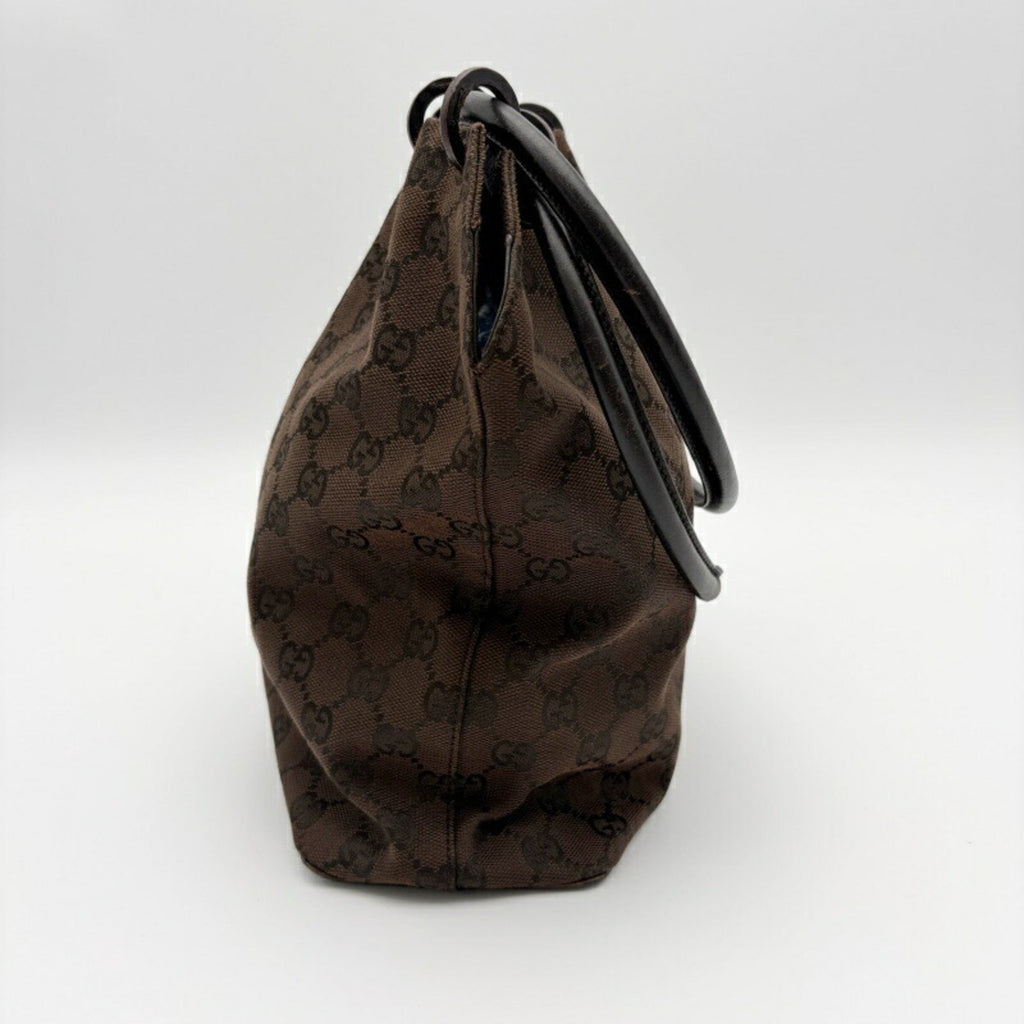 Gucci Gg Canvas Brown Gg Canvas Leather Shoulder Bag (Pre-Owned)