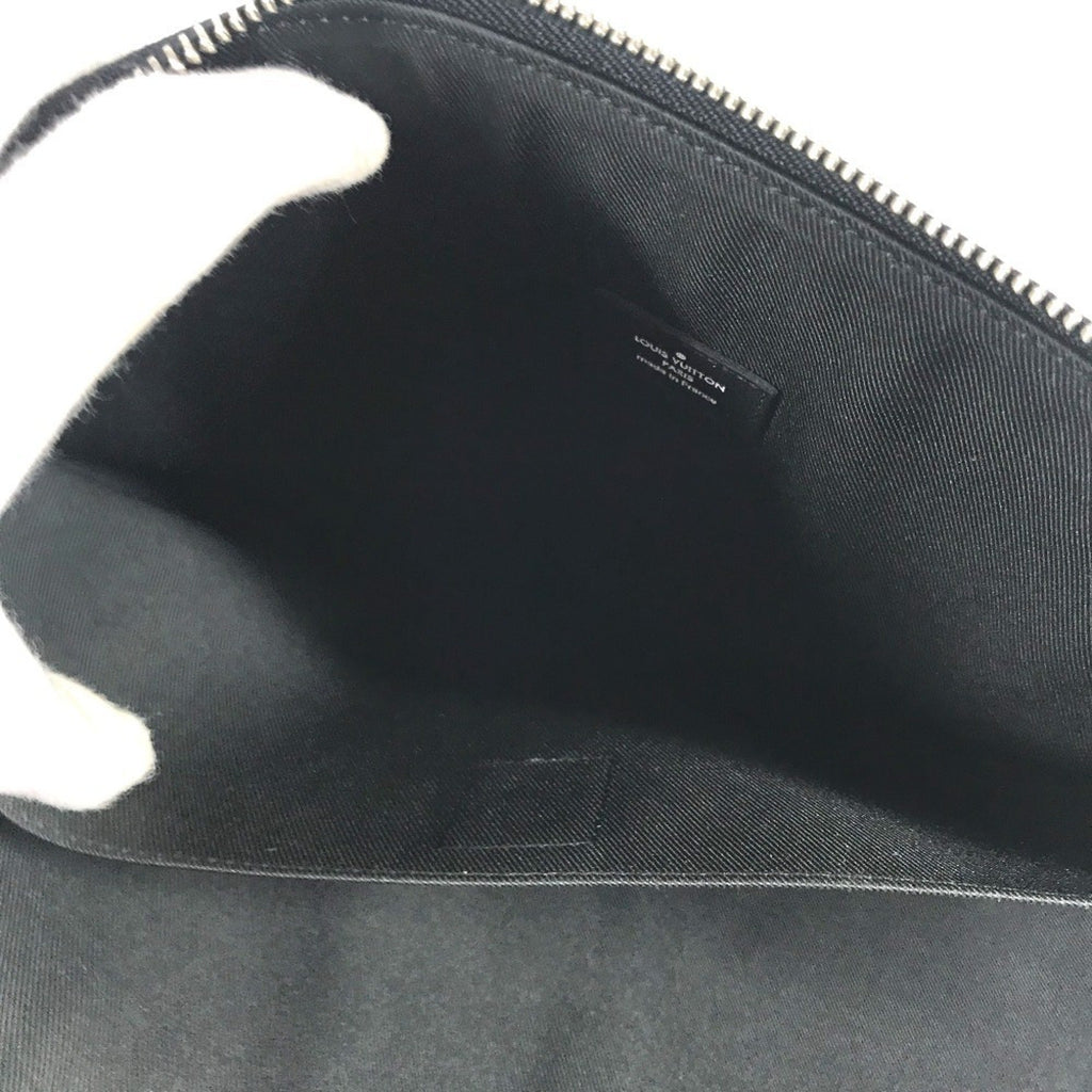 Louis Vuitton Black Red Color White Damier Graphite Clutch Bag Pochette Pouch
