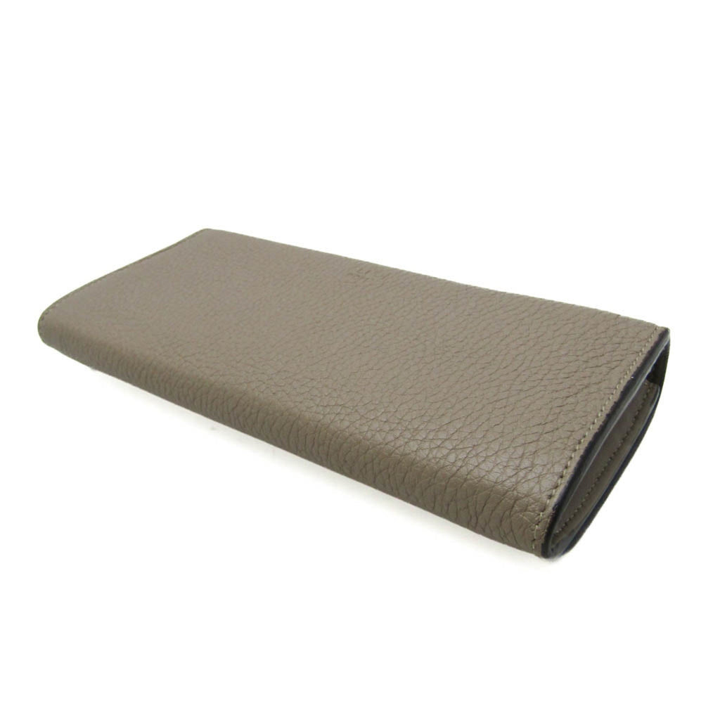 Fendi Beige Leather Long Wallet (Bi-Fold)