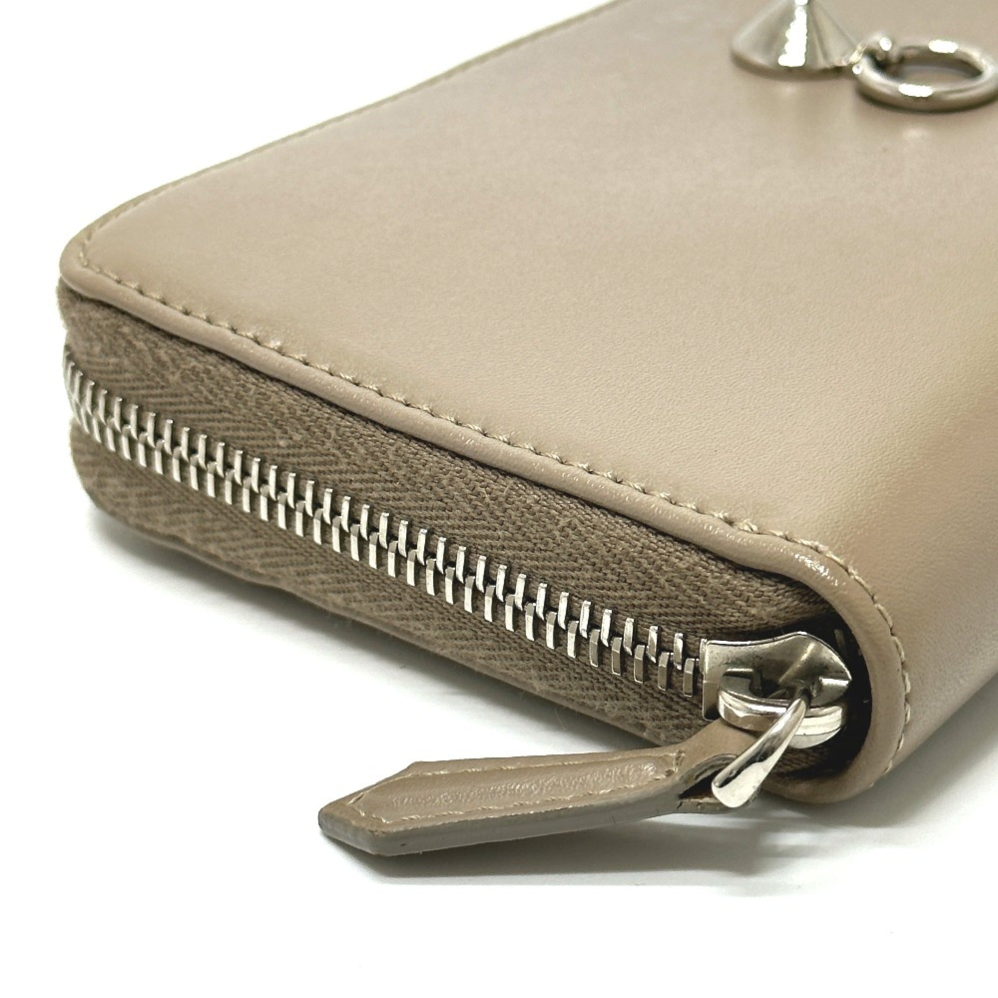 Fendi Beige Leather Long Wallet (Bi-Fold)