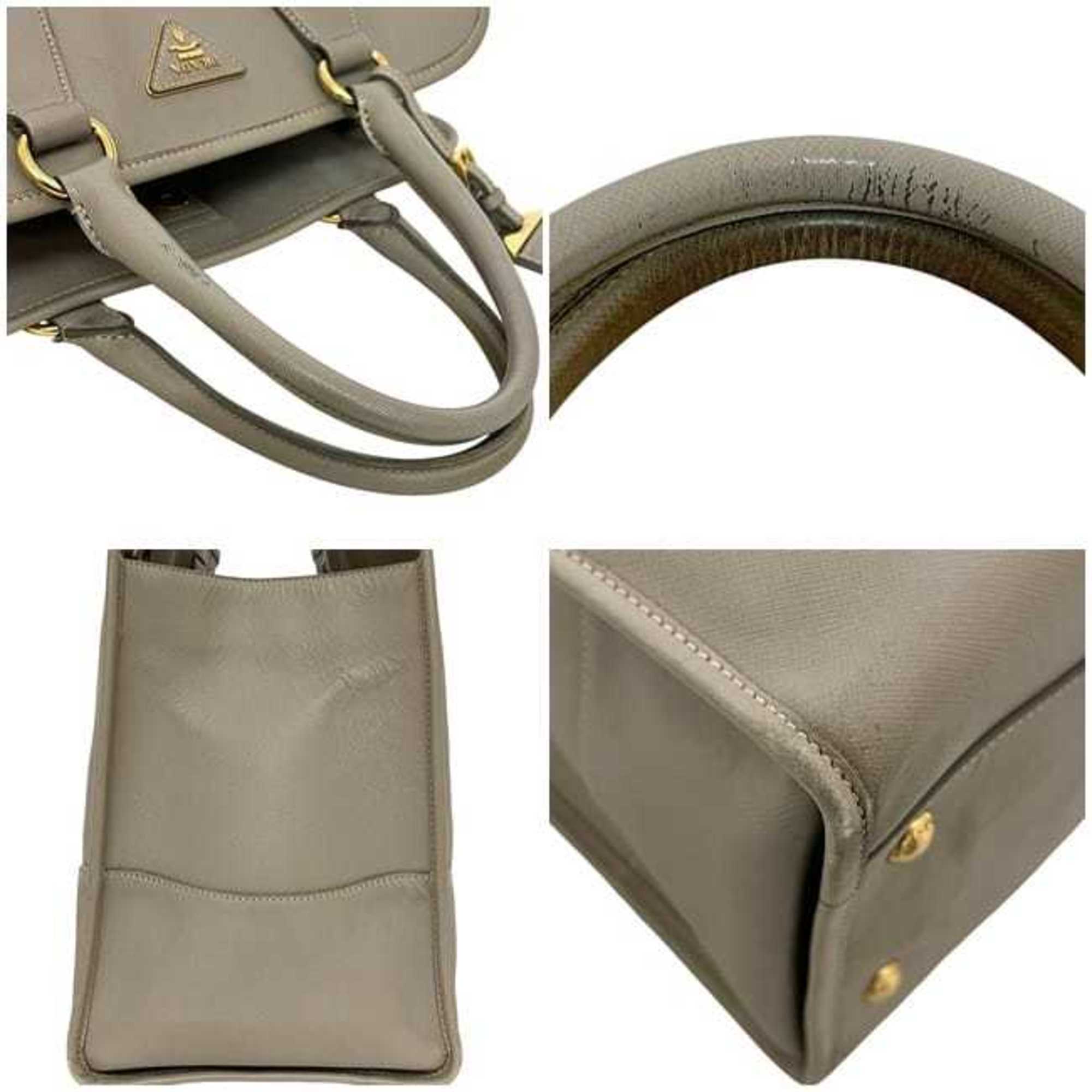 Prada Saffiano Beige Leather Handbag Shoulder Bag