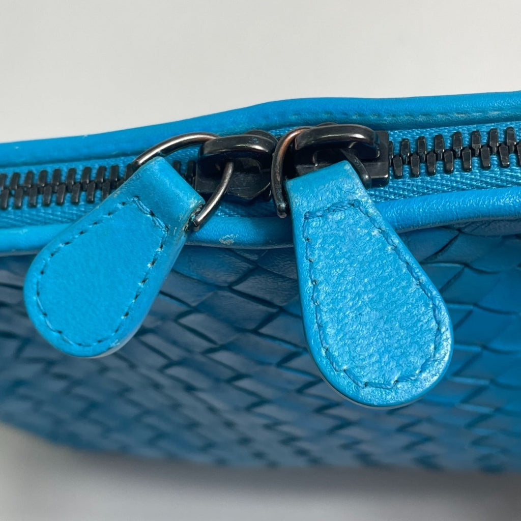 Bottega Veneta Intrecciato Blue Leather Shoulder Bag