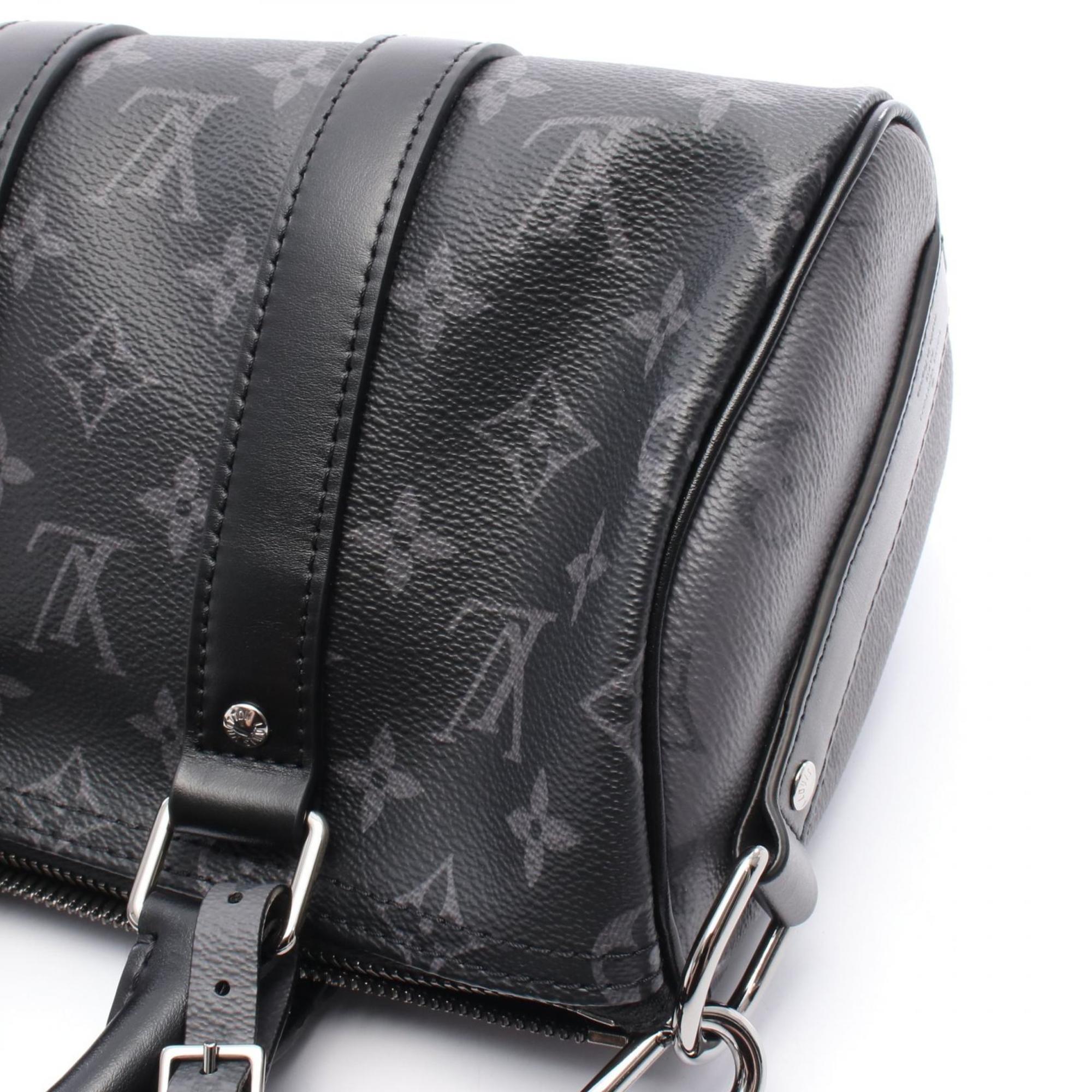 Louis Vuitton Black Gray Pvc Coated Canvas Monogram Eclipse Leather Handbag