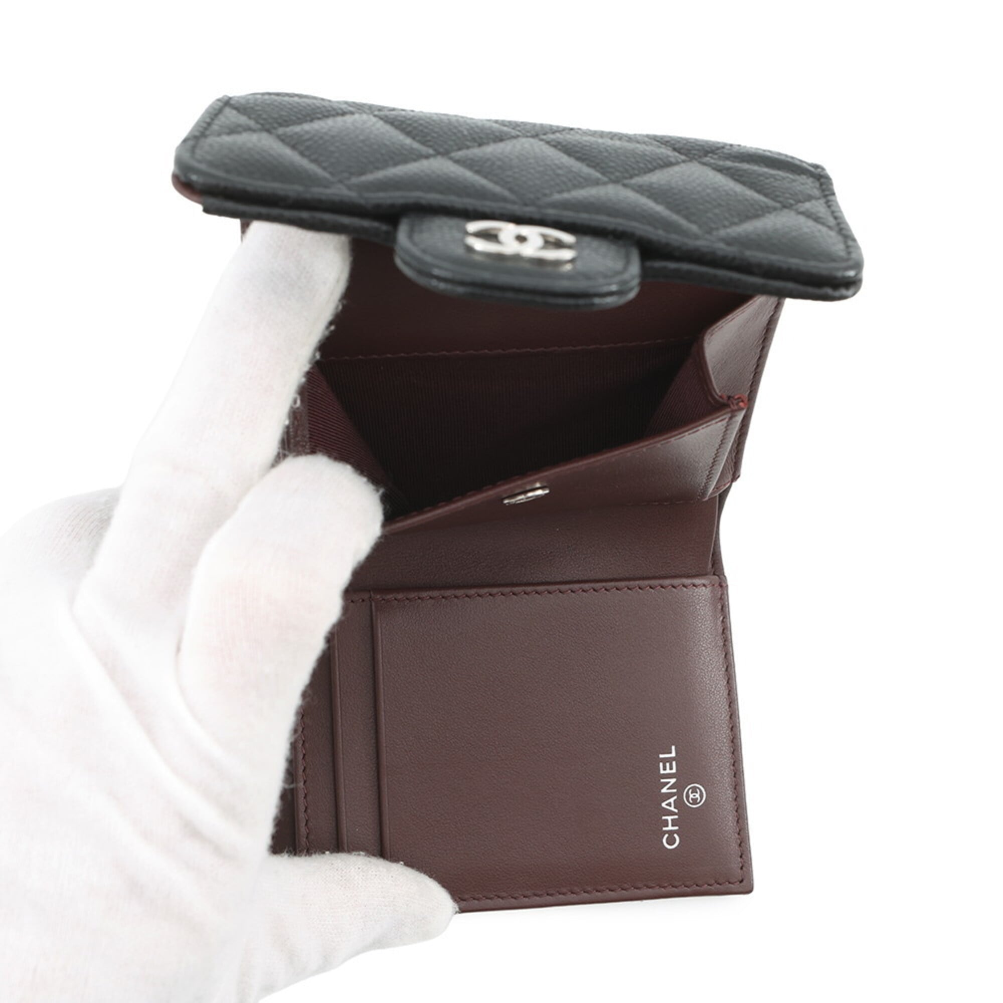 Chanel Black Grained Calfskin Wallet (Tri-Fold)