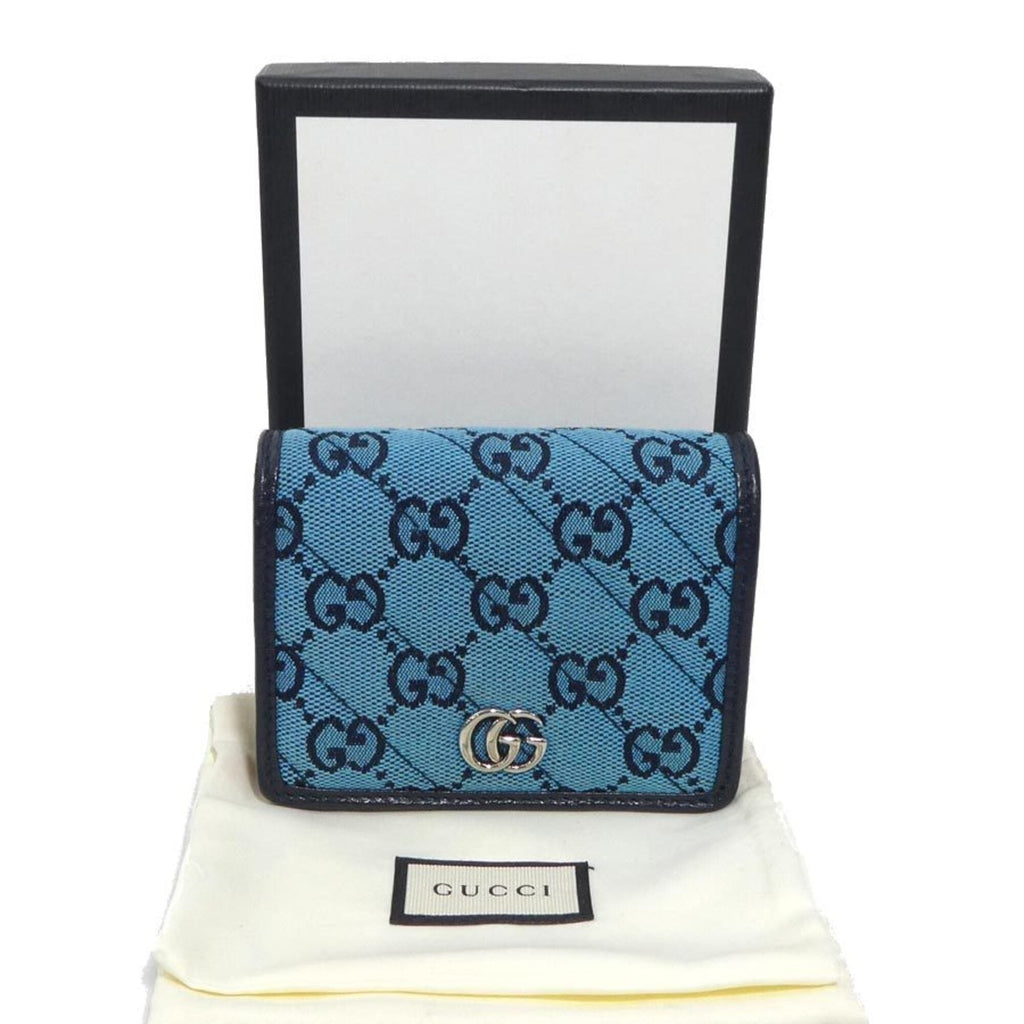 Gucci Blue Pink Gg Canvas Wallet (Bi-Fold) (Pre-Owned)