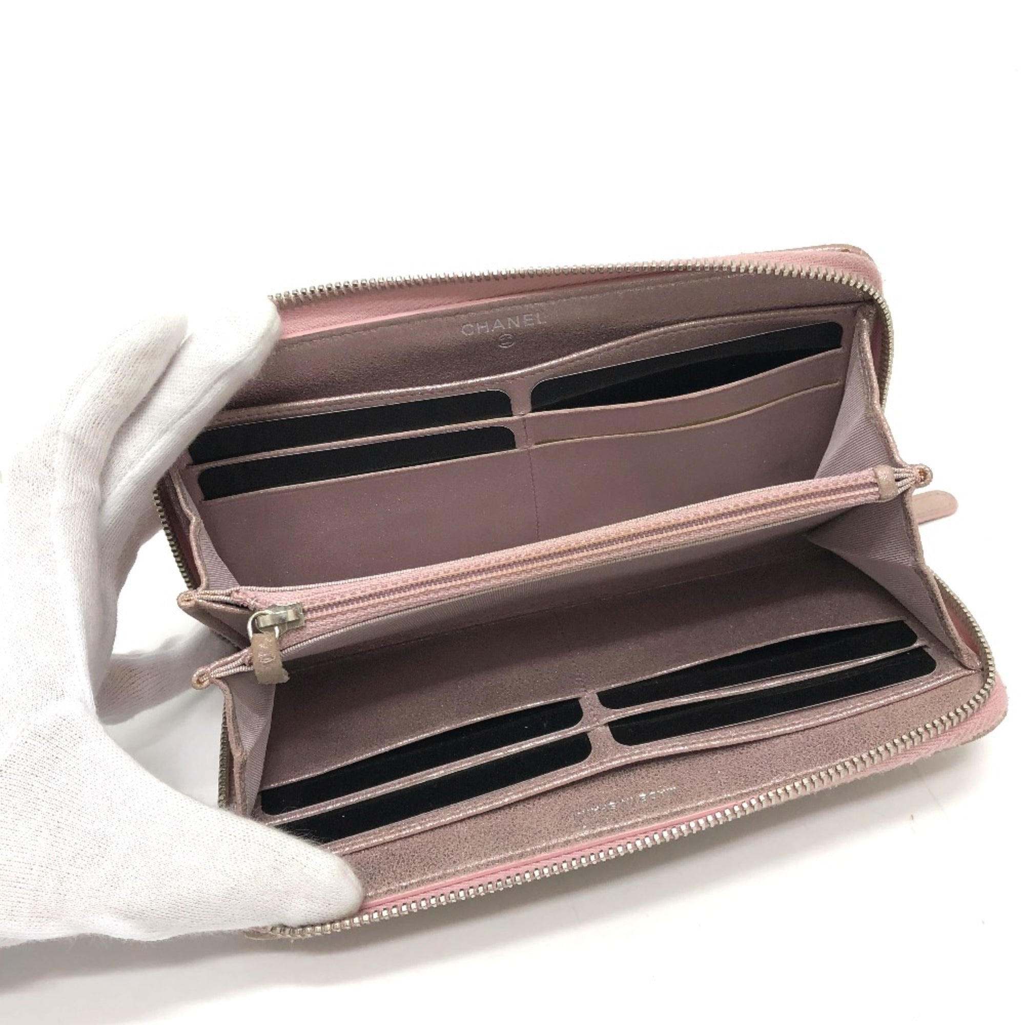 Chanel Pink Leather Long Wallet (Bi-Fold)
