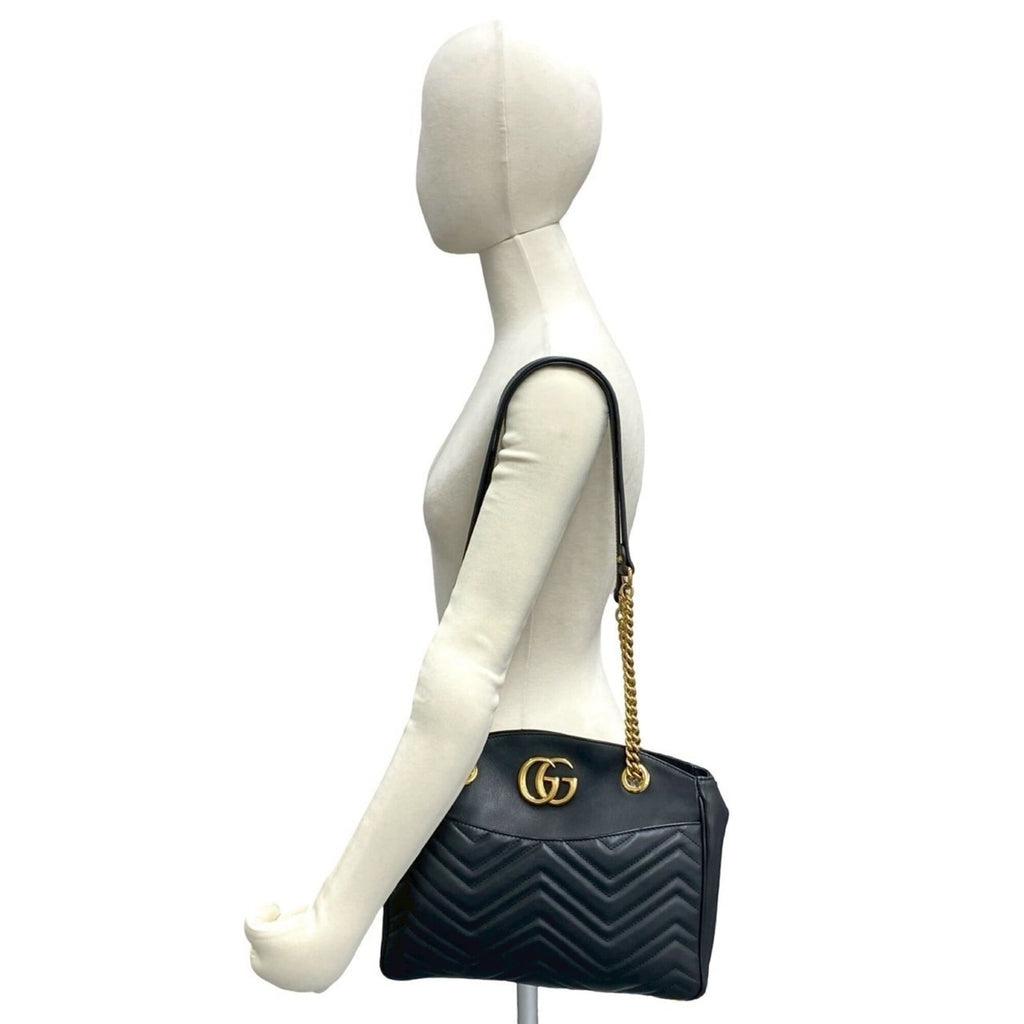 Gucci Black Leather Shoulder Bag Tote Bag (Pre-Owned)