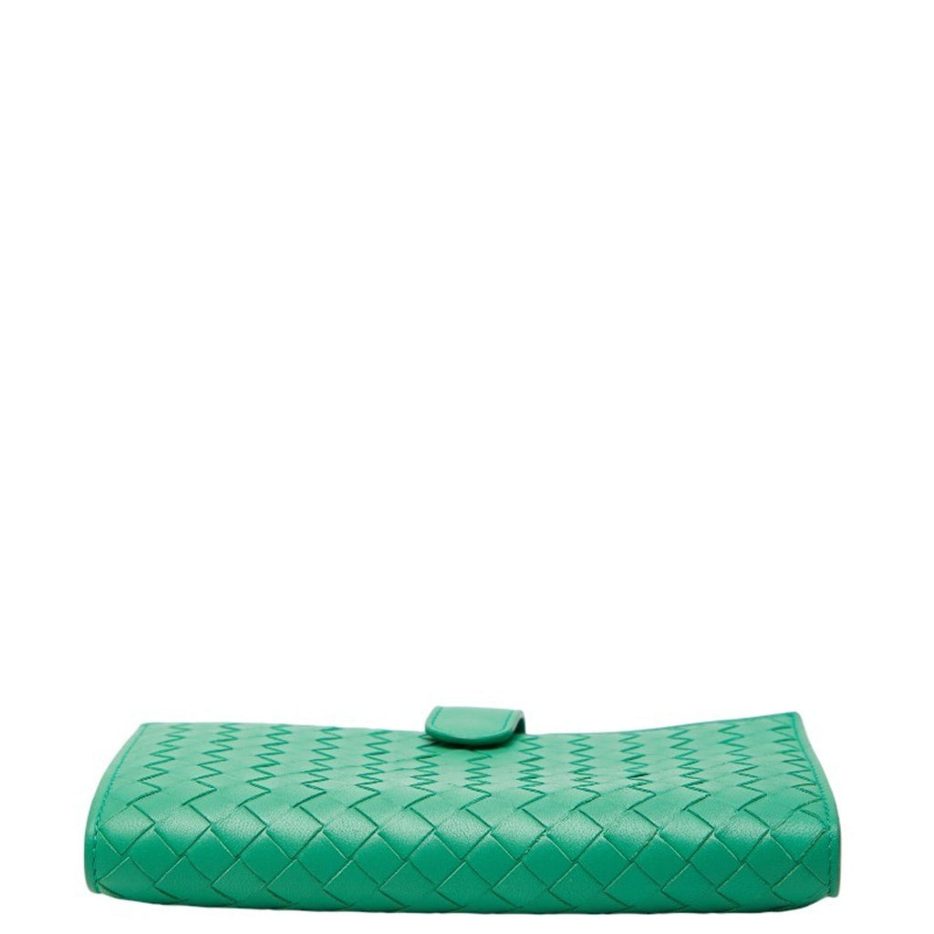 Bottega Veneta Green Leather Long Wallet