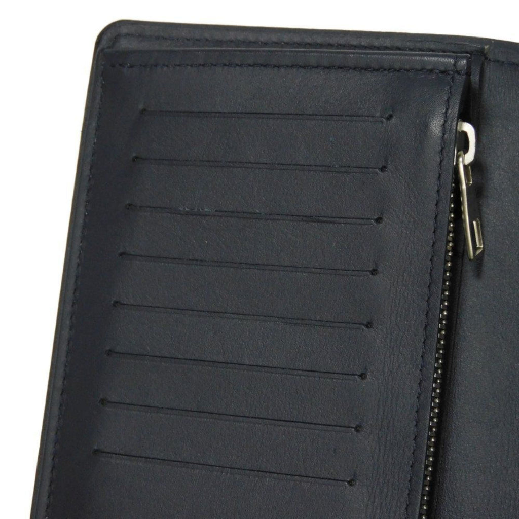 Louis Vuitton Navy Blue White Canvas Leather Long Wallet