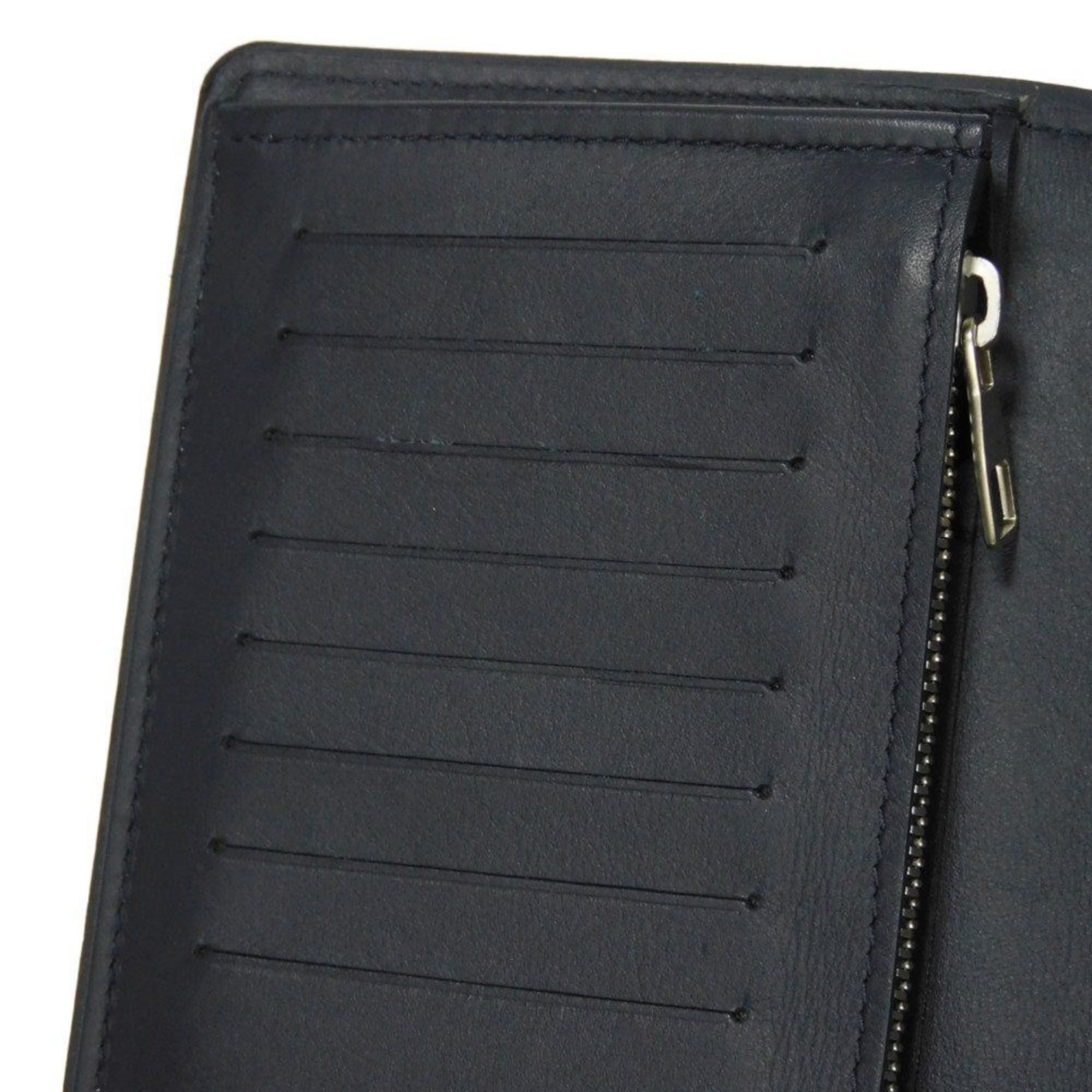 Louis Vuitton Navy Blue White Canvas Leather Long Wallet