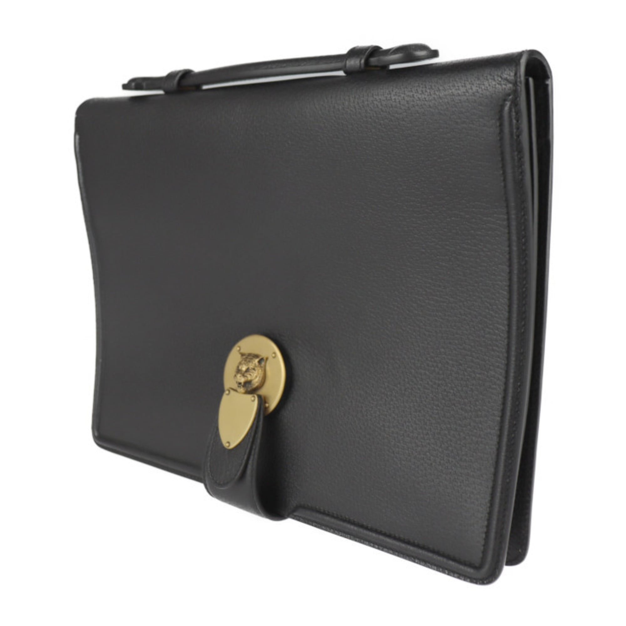 Gucci Black Leather Clutch Bag Handbag Tote Bag (Pre-Owned)