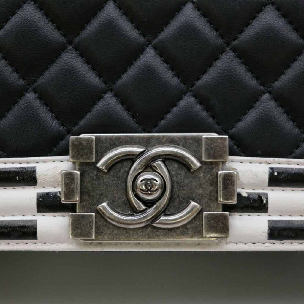 Chanel Boy Chanel Black White Leather Shoulder Bag