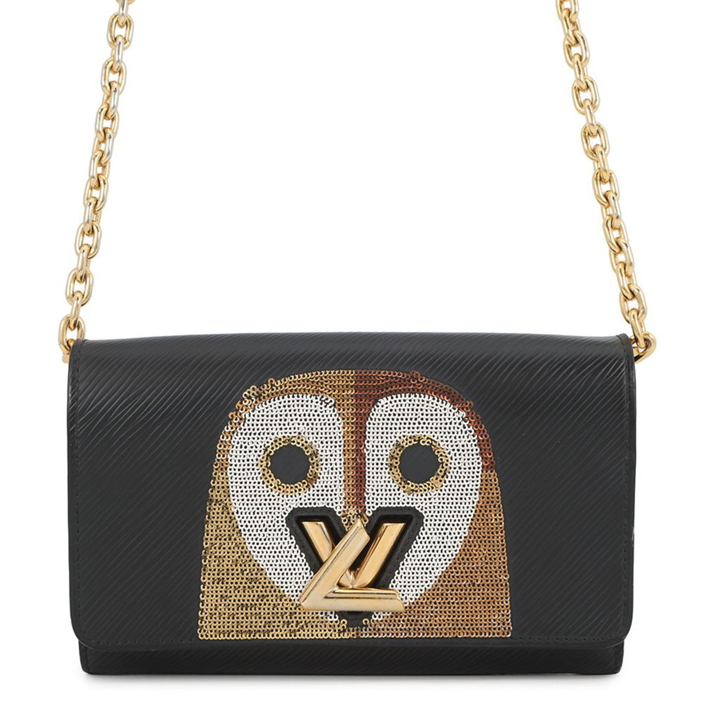 Louis Vuitton Black Noir Spangles Epi Leather Chain/Shoulder Wallet