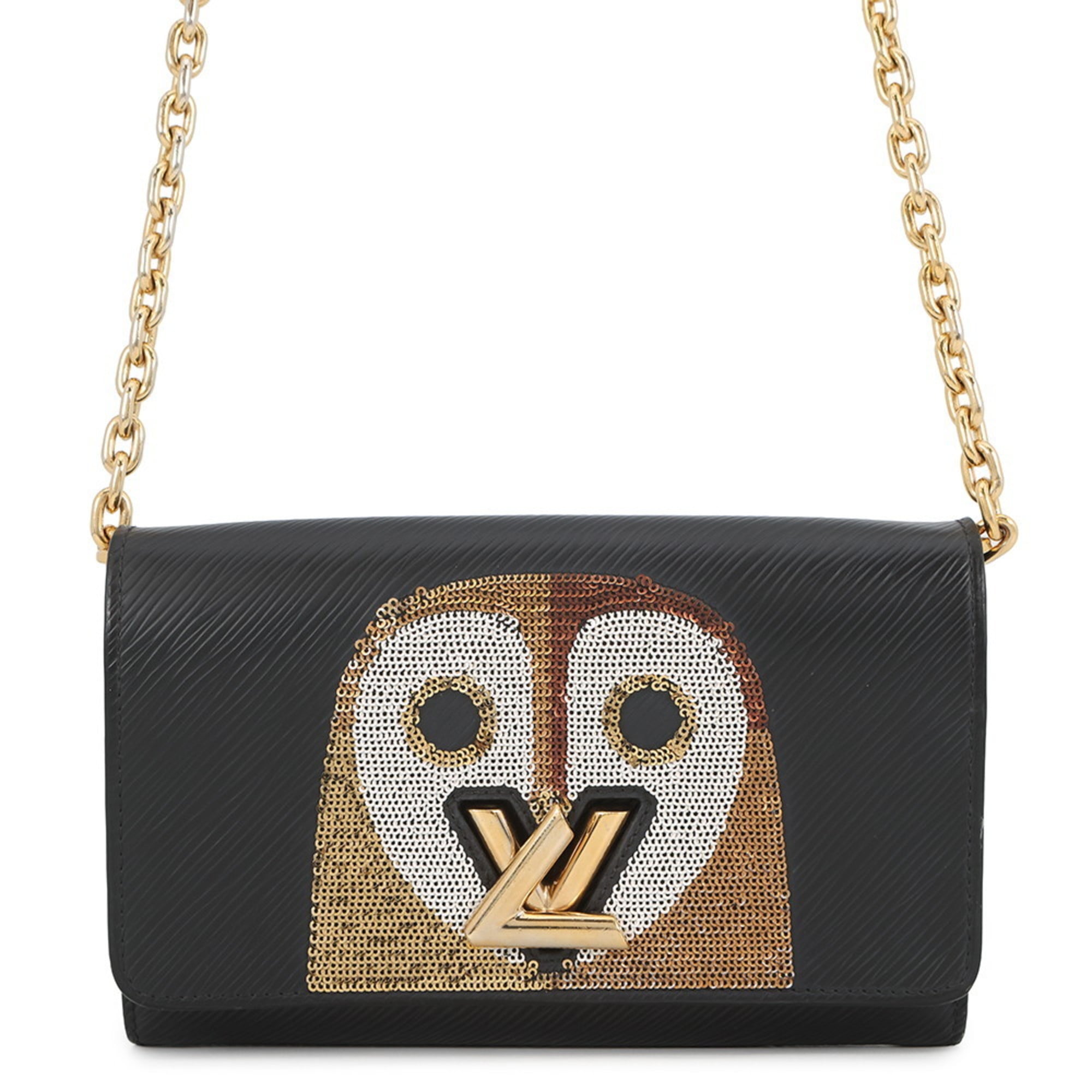 Louis Vuitton Black Noir Spangles Epi Leather Chain/Shoulder Wallet